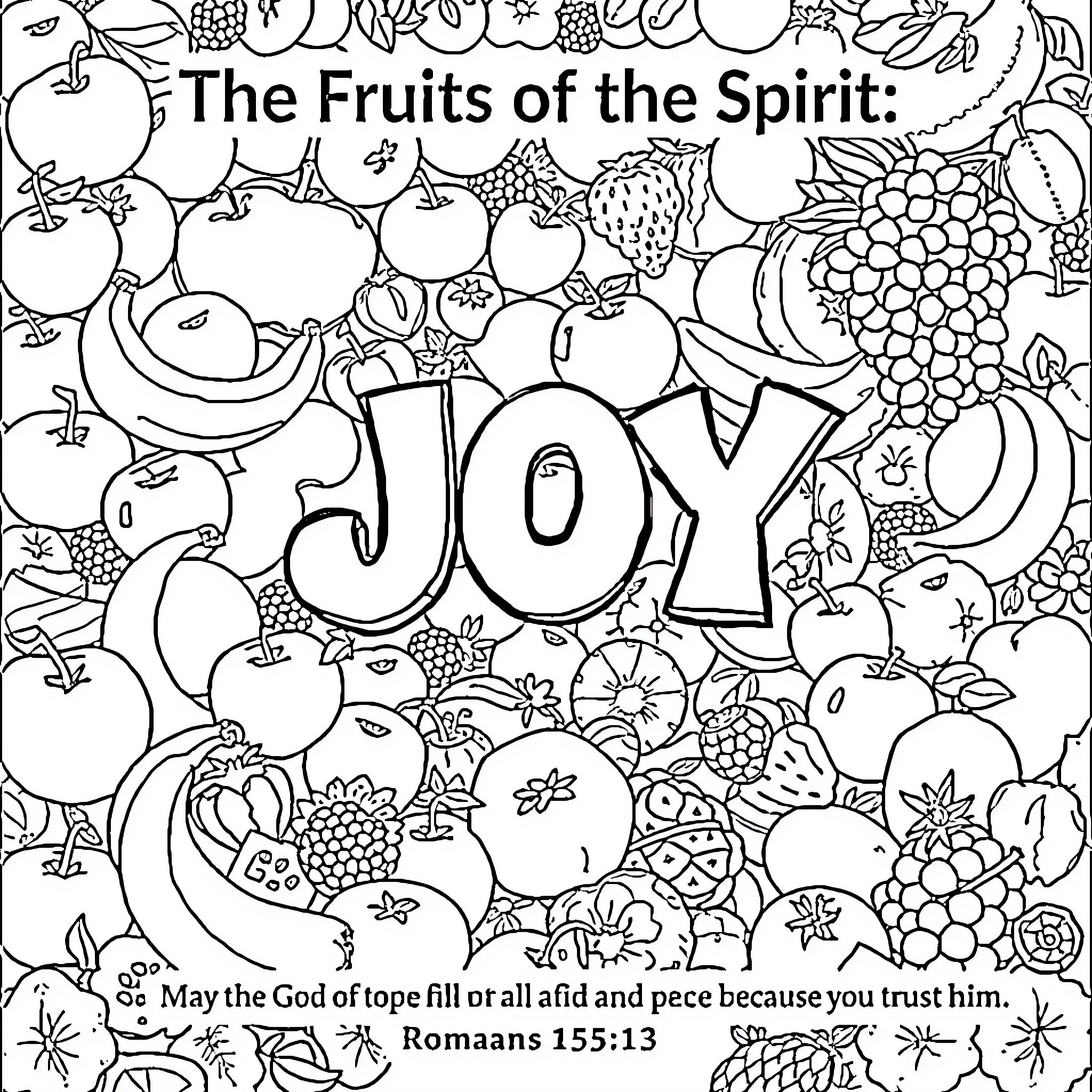 Fruit of the Spirit: Joy Coloring Page (free black-and-white line drawing printable PDF for all, from beginners to advanced learners, including children, teens, adults, and seniors)