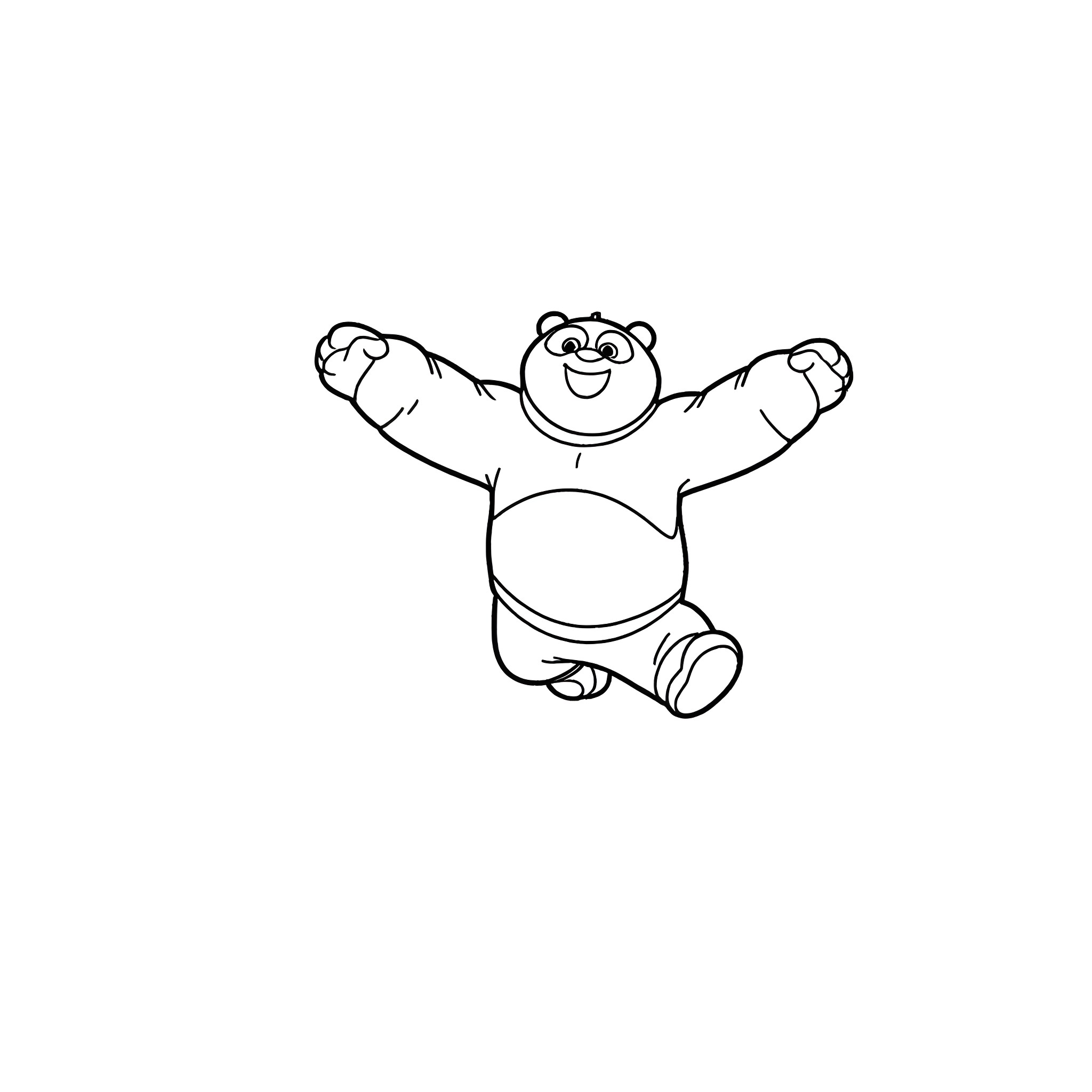Kung Fu Panda performing martial arts poses Coloring Page (free black-and-white line drawing printable PDF for all, from beginners to advanced learners, including children, teens, adults, and seniors)