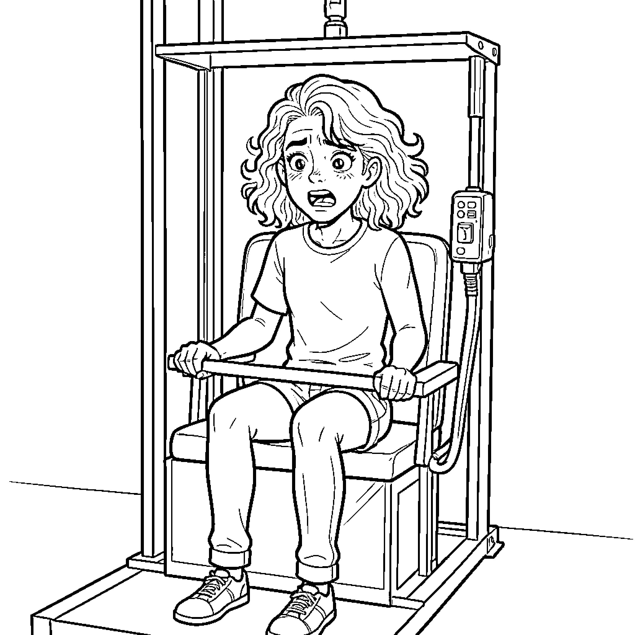 Persona of a Frightened Person in Distress Coloring Page (free black-and-white line drawing printable PDF for all, from beginners to advanced learners, including children, teens, adults, and seniors)