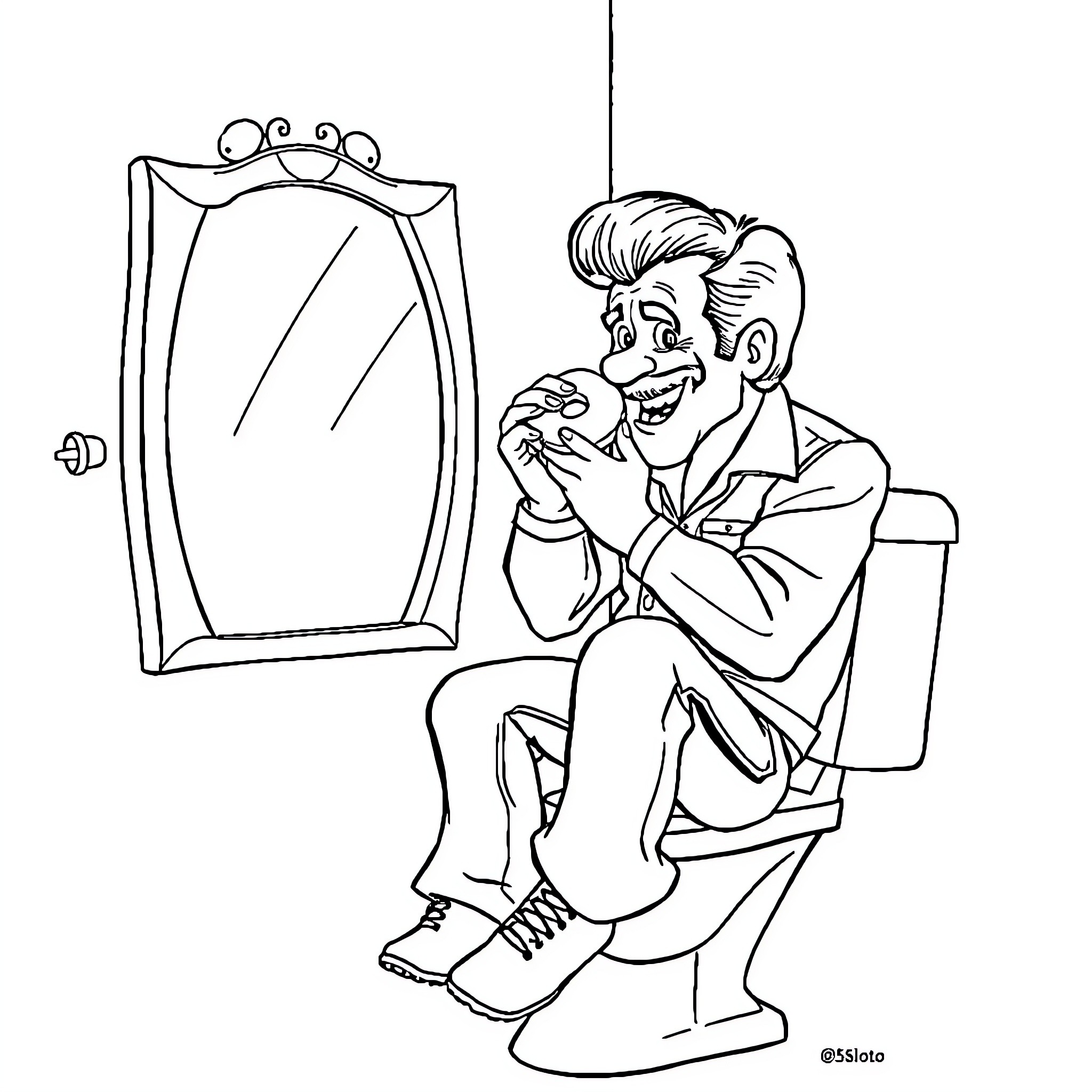 Burt Reynolds getting ready with a smile Coloring Page (free black-and-white line drawing printable PDF for all, from beginners to advanced learners, including children, teens, adults, and seniors)