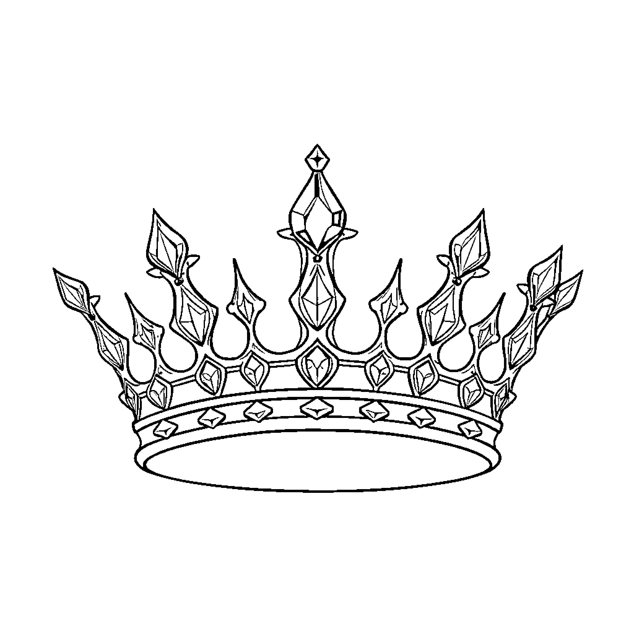 Crown of intricate regal design Coloring Page (free black-and-white line drawing printable PDF for all, from beginners to advanced learners, including children, teens, adults, and seniors)
