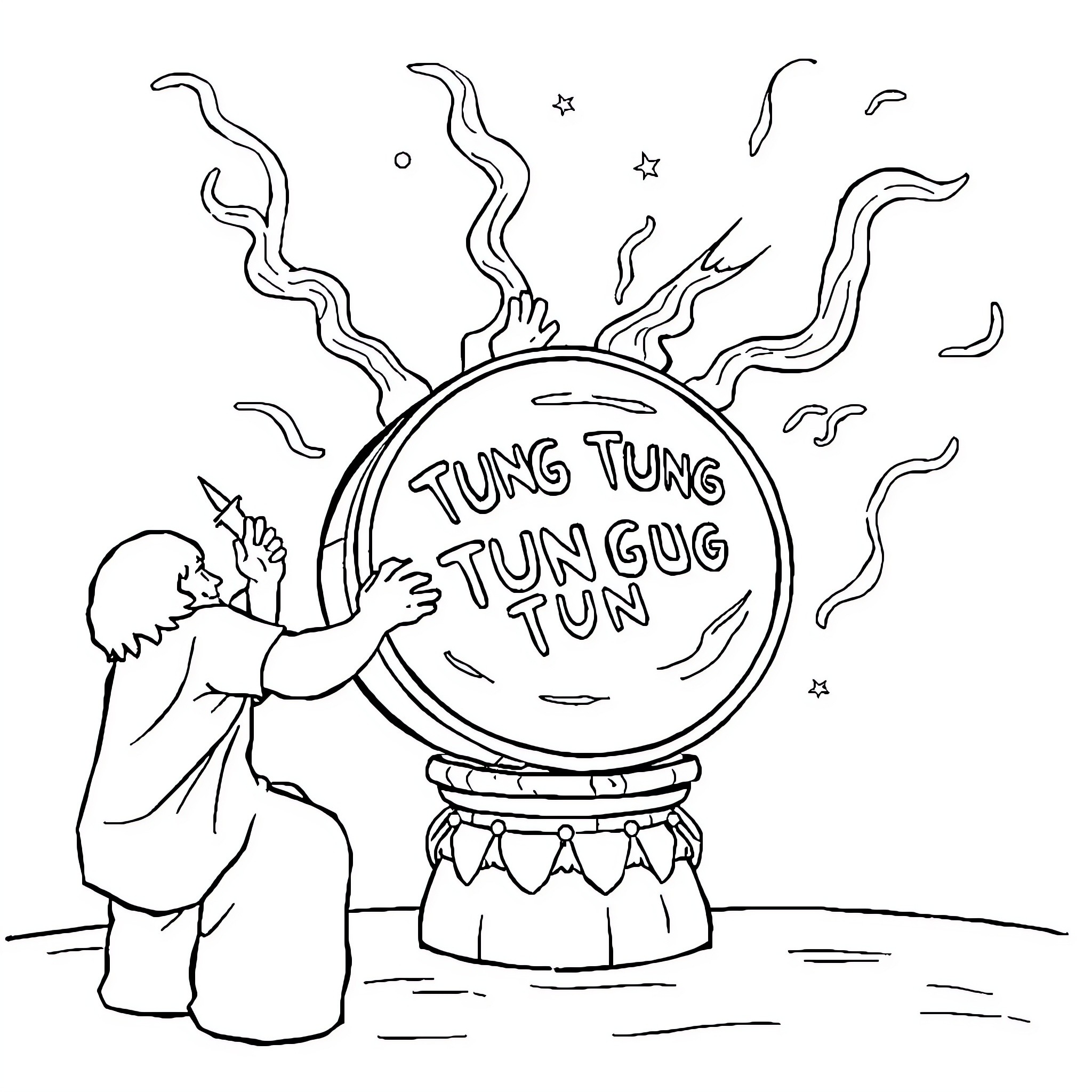 Sahur ritual preparations with festive decorations Coloring Page (free black-and-white line drawing printable PDF for all, from beginners to advanced learners, including children, teens, adults, and seniors)