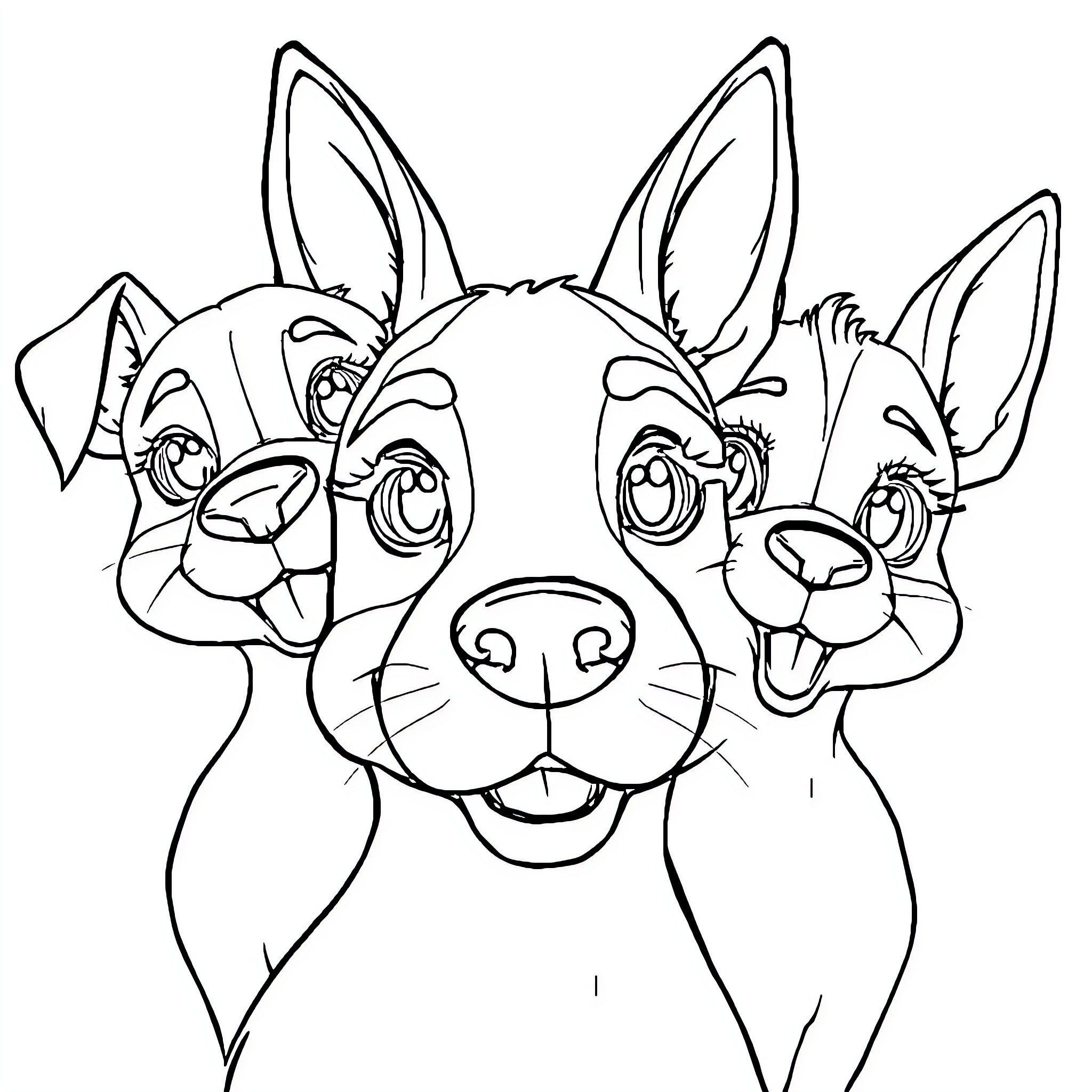 Paw Patrol friends in a playful mood Coloring Page (free black-and-white line drawing printable PDF for all, from beginners to advanced learners, including children, teens, adults, and seniors)