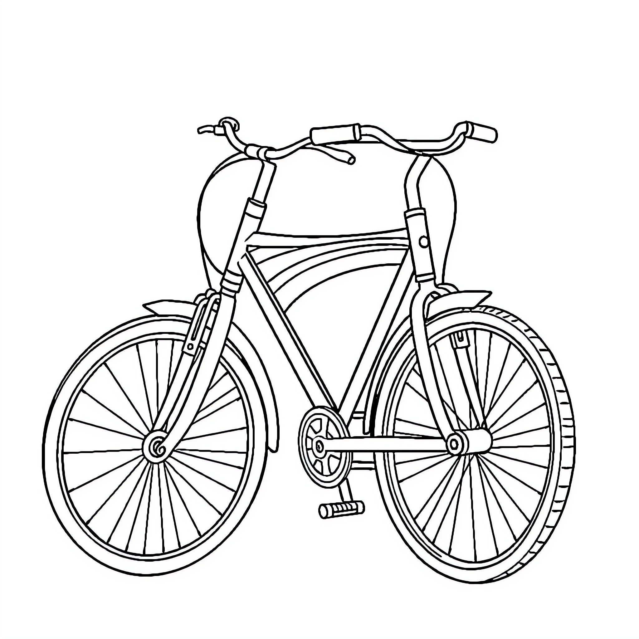 Cycle of a Classic Bicycle Coloring Page (free black-and-white line drawing printable PDF for all, from beginners to advanced learners, including children, teens, adults, and seniors)