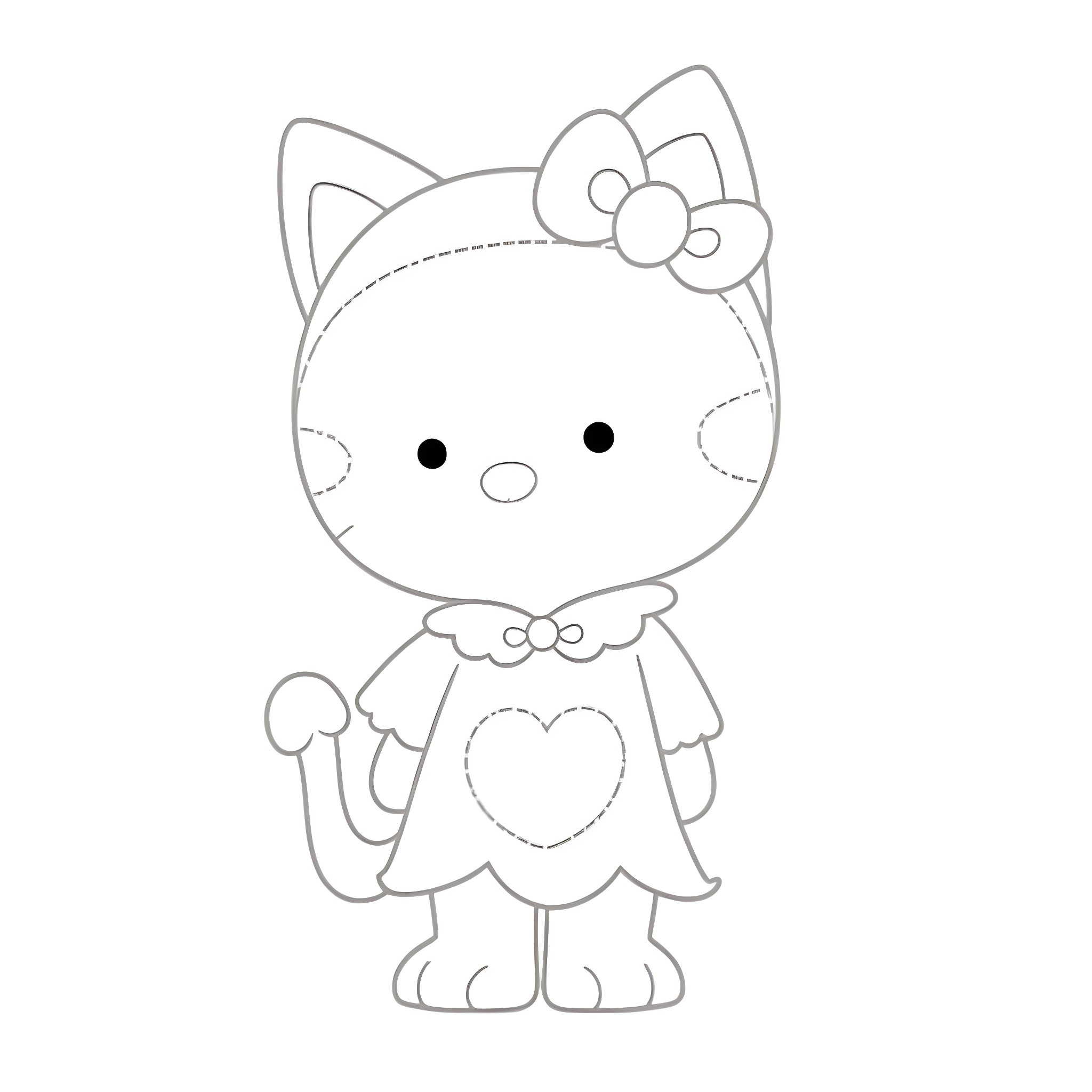 Moe Syzlak as a cute kitten with bow Coloring Page (free black-and-white line drawing printable PDF for all, from beginners to advanced learners, including children, teens, adults, and seniors)