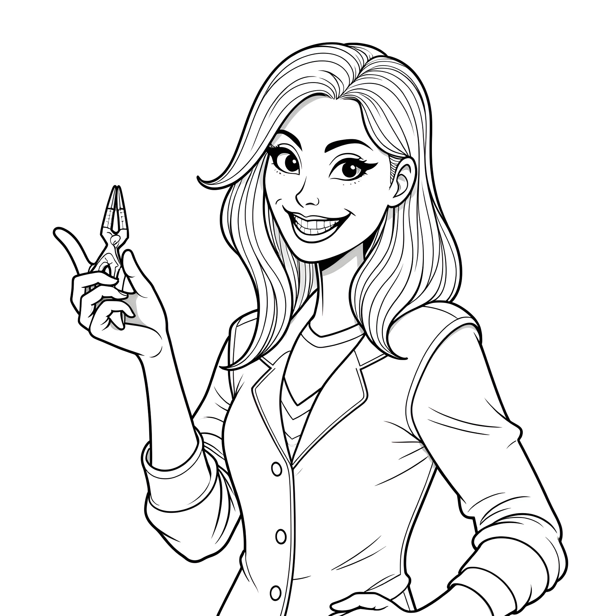 Dentist Smiling and Giving a Peace Sign Coloring Page (free black-and-white line drawing printable PDF for all, from beginners to advanced learners, including children, teens, adults, and seniors)