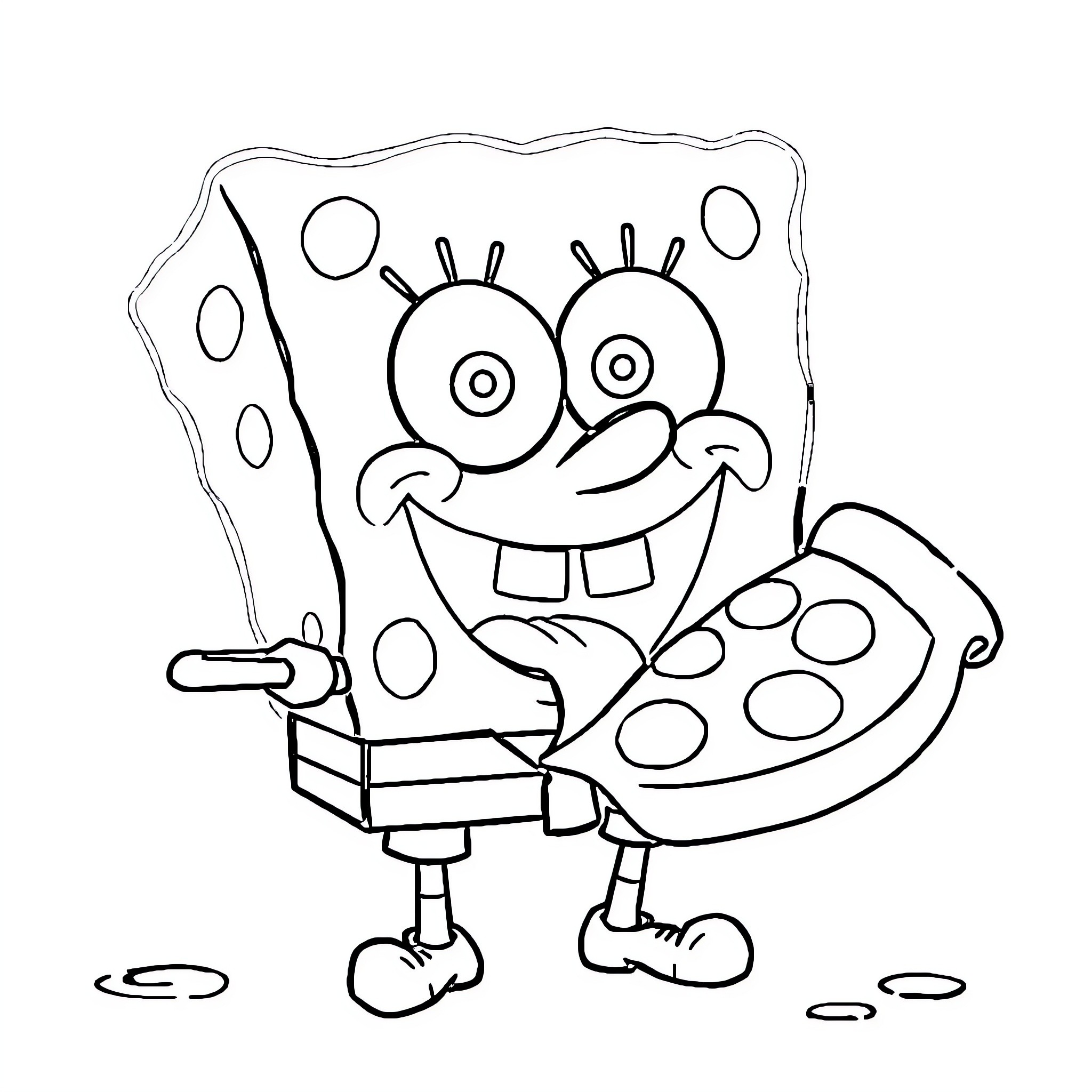 Spongebob's Colorful Painting Adventure Coloring Page (free black-and-white line drawing printable PDF for all, from beginners to advanced learners, including children, teens, adults, and seniors)