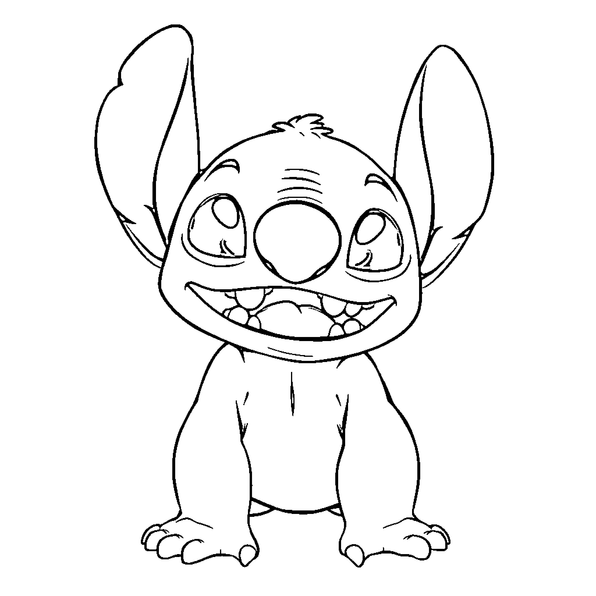Stitch making a funny face Coloring Page (free black-and-white line drawing printable PDF for all, from beginners to advanced learners, including children, teens, adults, and seniors)