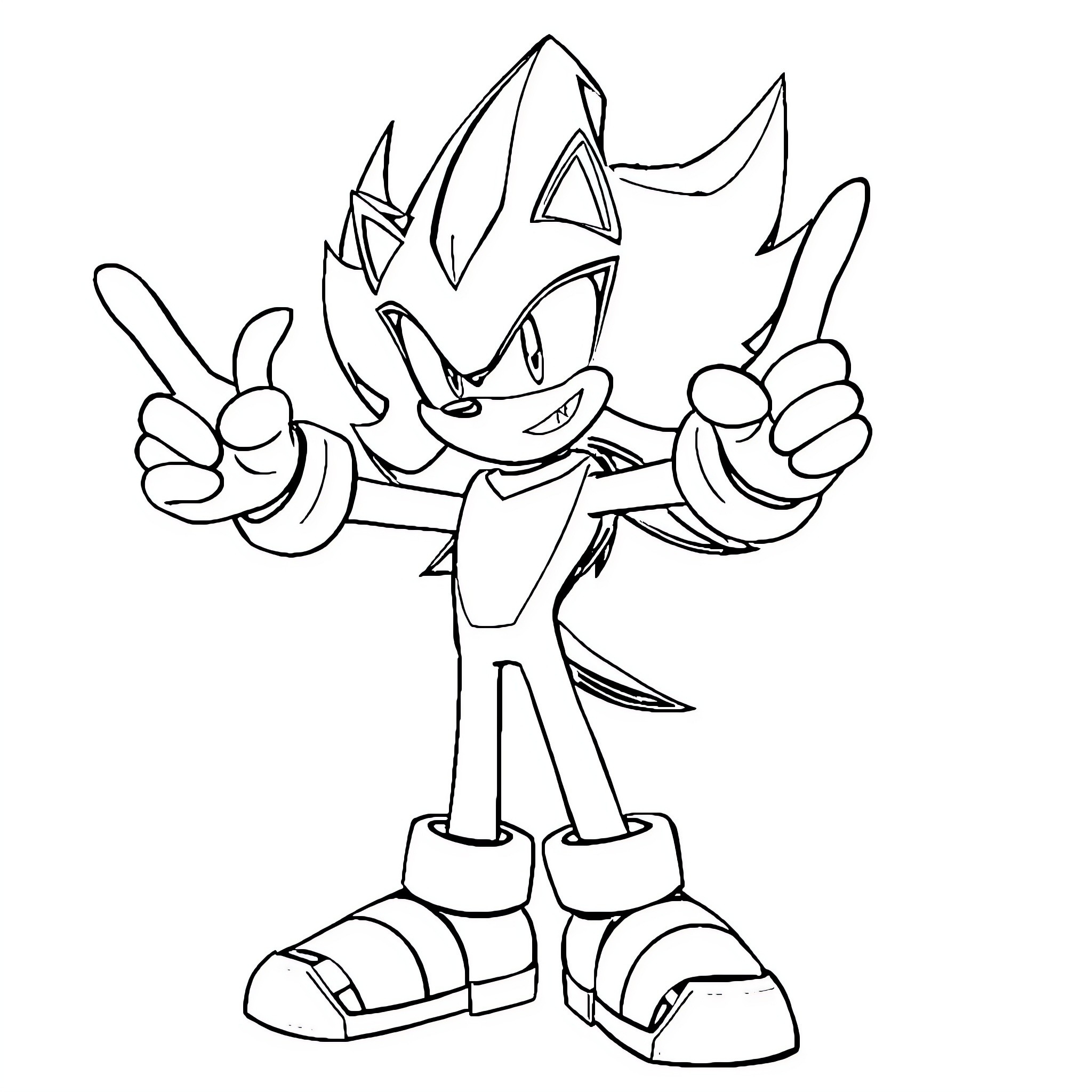 Shadow's Energetic Pose and Expression Coloring Page (free black-and-white line drawing printable PDF for all, from beginners to advanced learners, including children, teens, adults, and seniors)