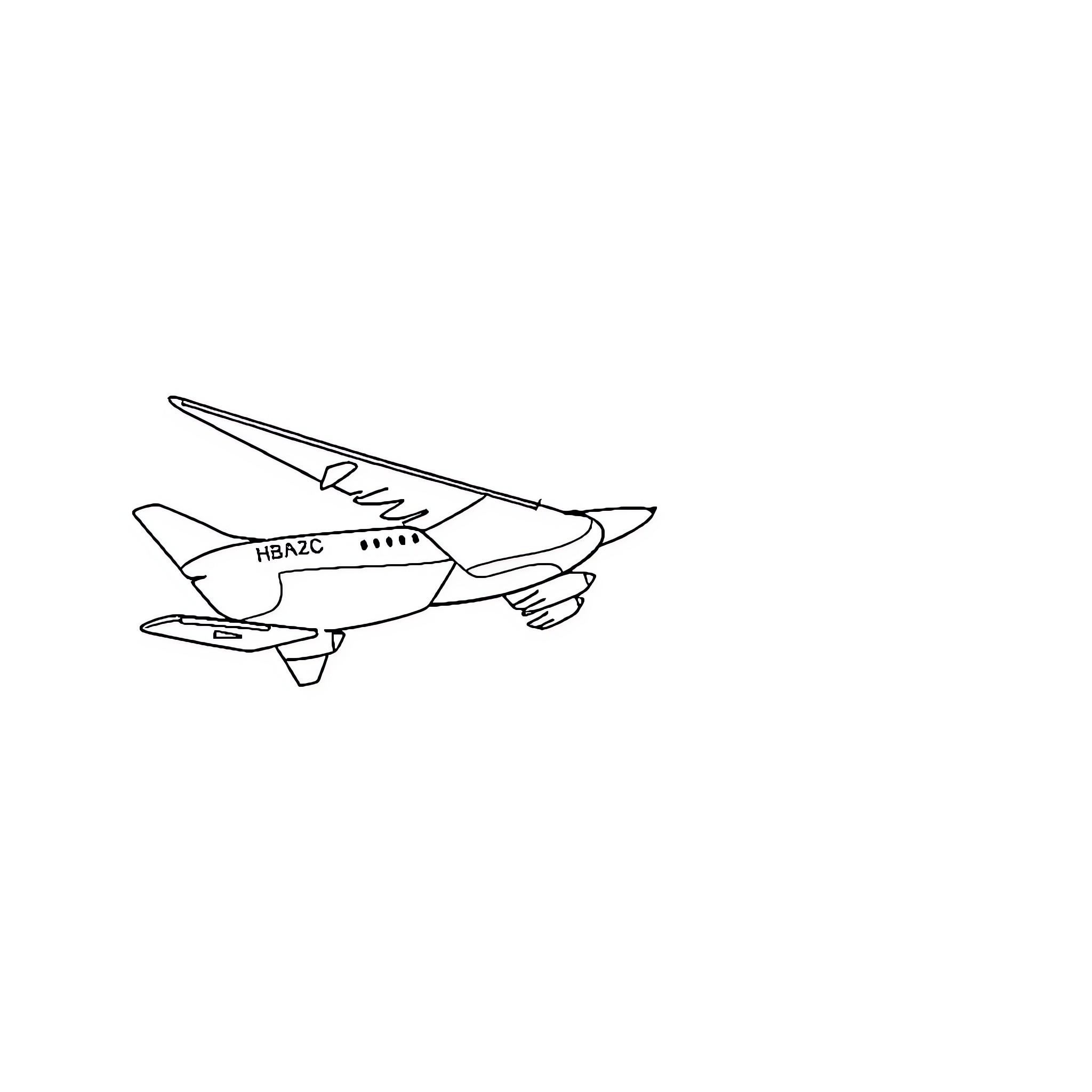 Airplane soaring through the sky Coloring Page (free black-and-white line drawing printable PDF for all, from beginners to advanced learners, including children, teens, adults, and seniors)
