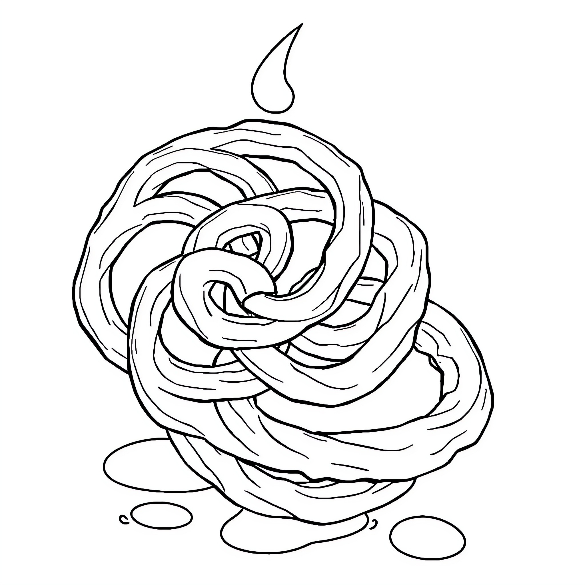 Jalebi Swirls and Curls Coloring Page (free black-and-white line drawing printable PDF for all, from beginners to advanced learners, including children, teens, adults, and seniors)