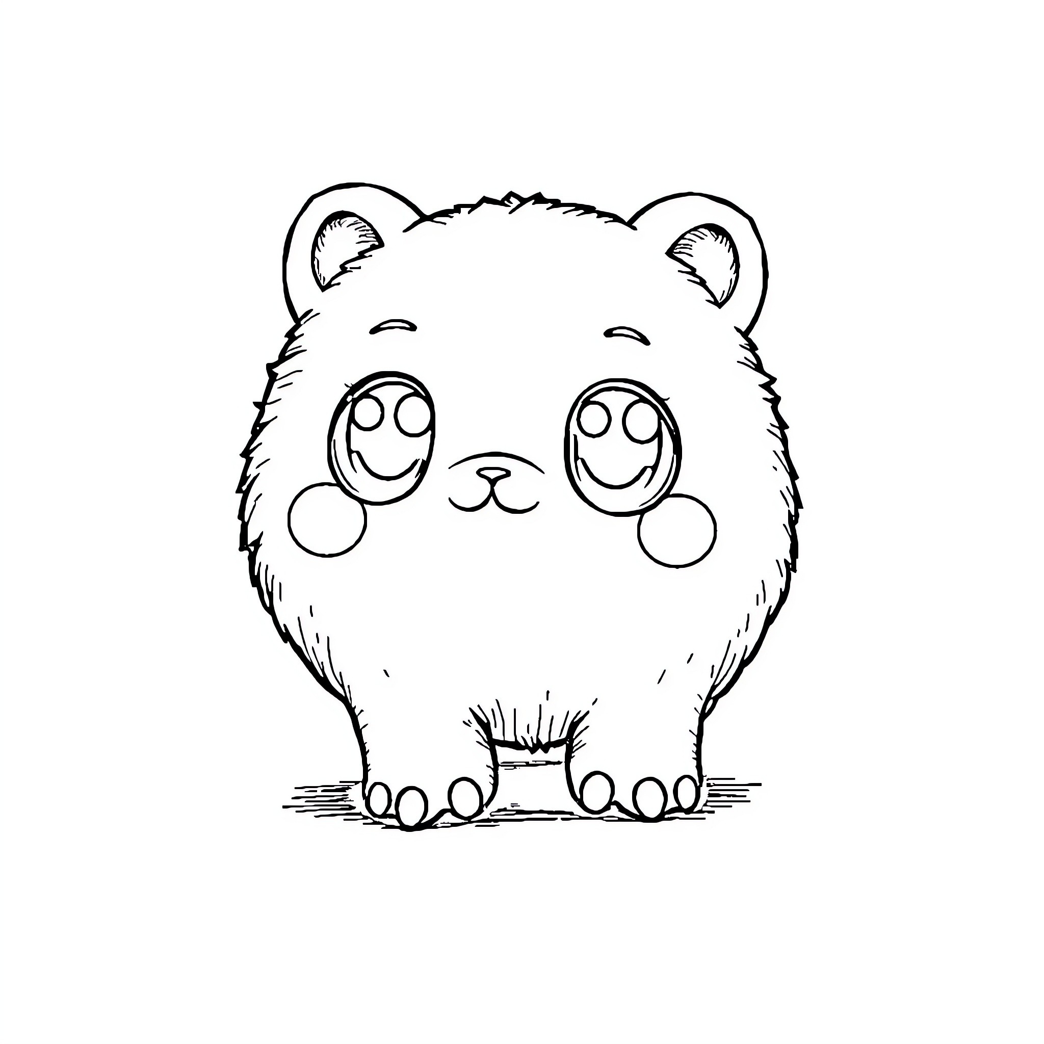 Mazapan - Adorable fluffy bear Coloring Page (free black-and-white line drawing printable PDF for all, from beginners to advanced learners, including children, teens, adults, and seniors)