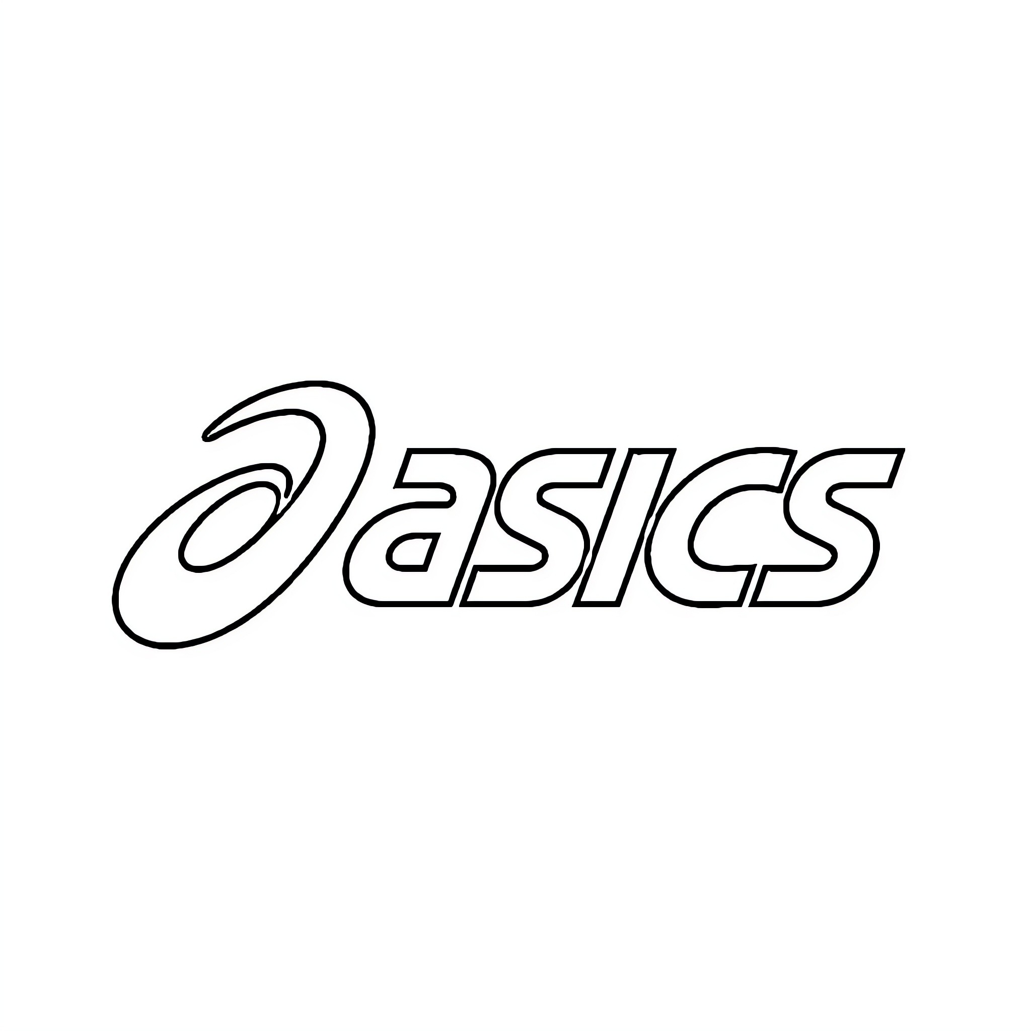 Asics Logo in Black and White Coloring Page (free black-and-white line drawing printable PDF for all, from beginners to advanced learners, including children, teens, adults, and seniors)