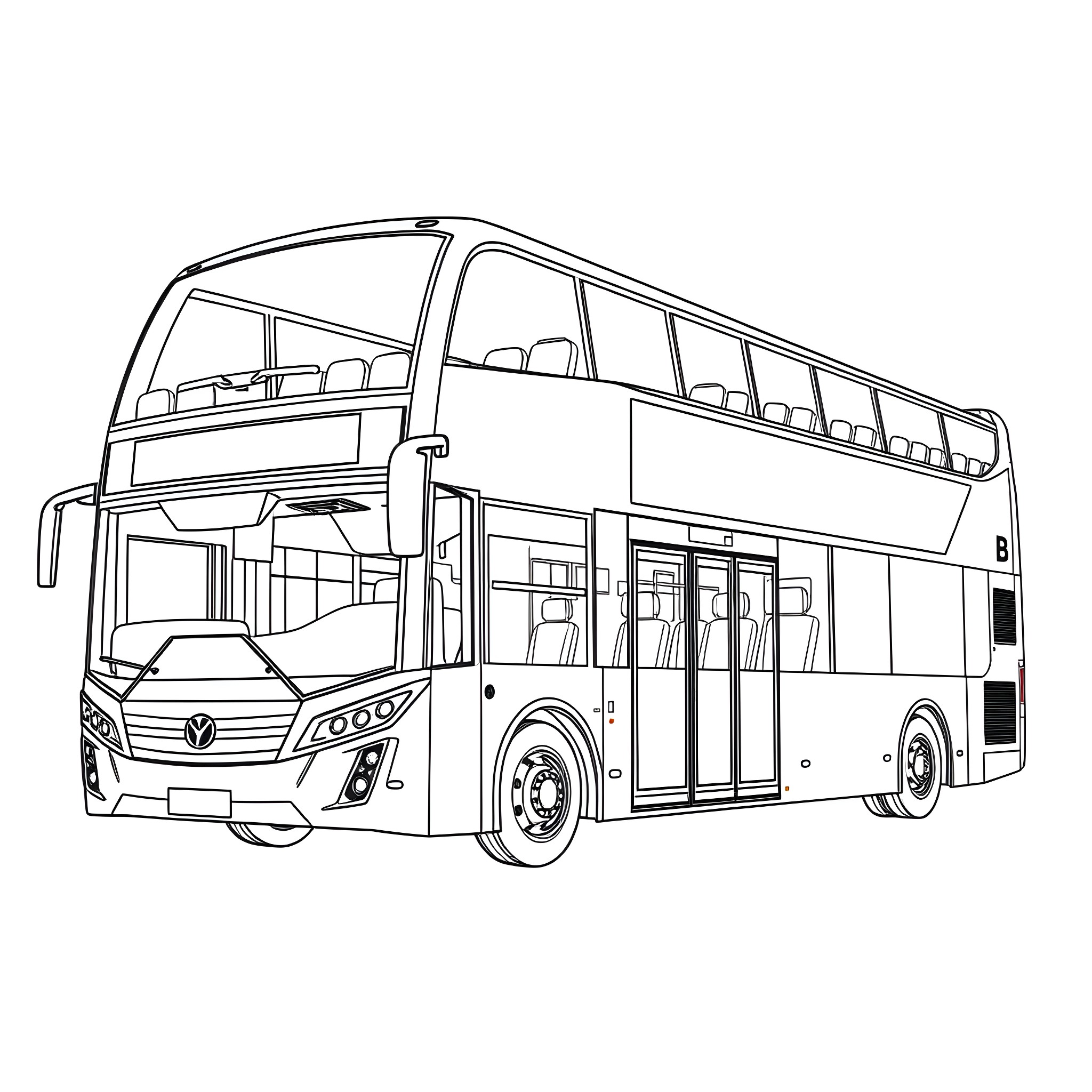 Yutong Bus transporting passengers on the road Coloring Page (free black-and-white line drawing printable PDF for all, from beginners to advanced learners, including children, teens, adults, and seniors)