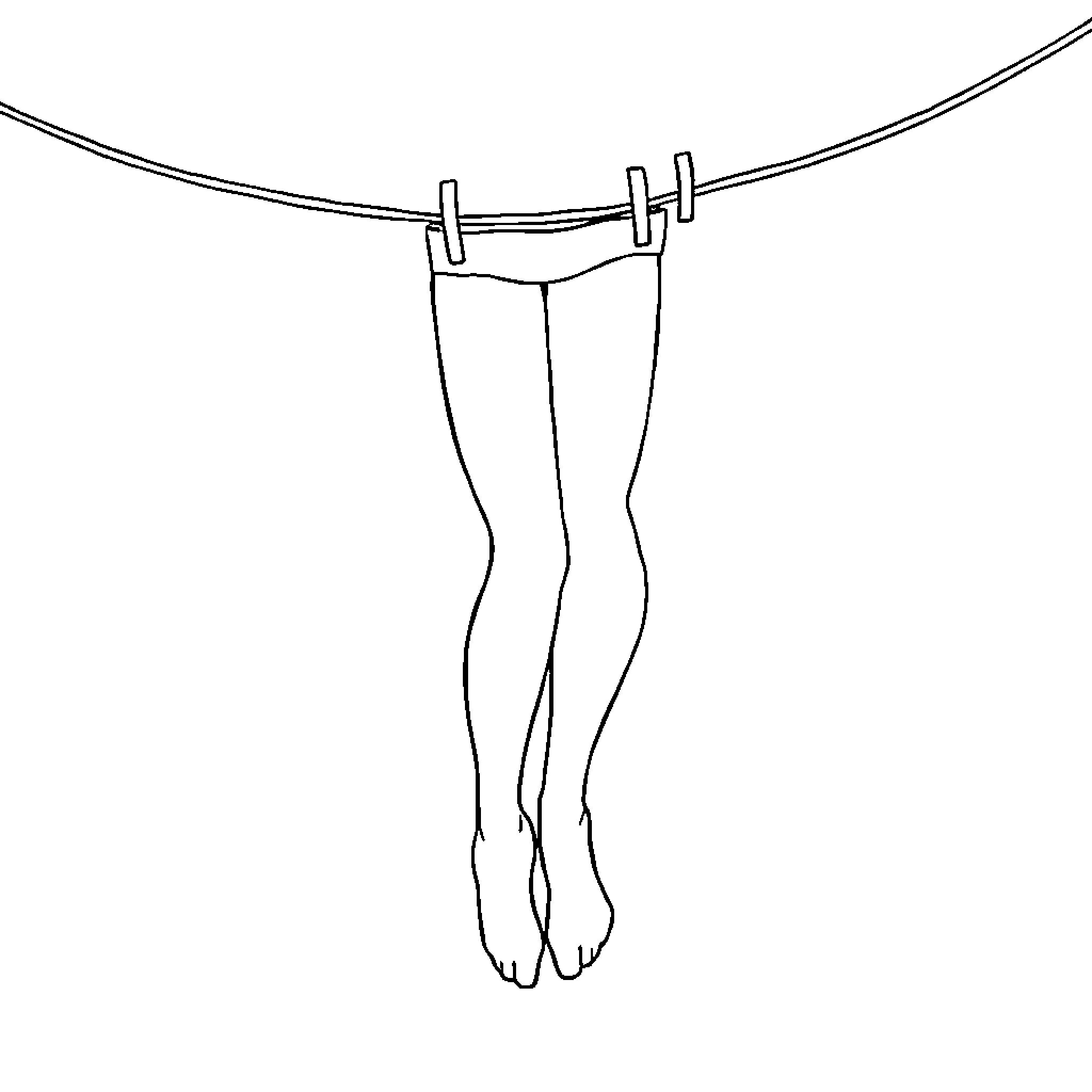 Pantyhose hanging on a clothesline Coloring Page (free black-and-white line drawing printable PDF for all, from beginners to advanced learners, including children, teens, adults, and seniors)