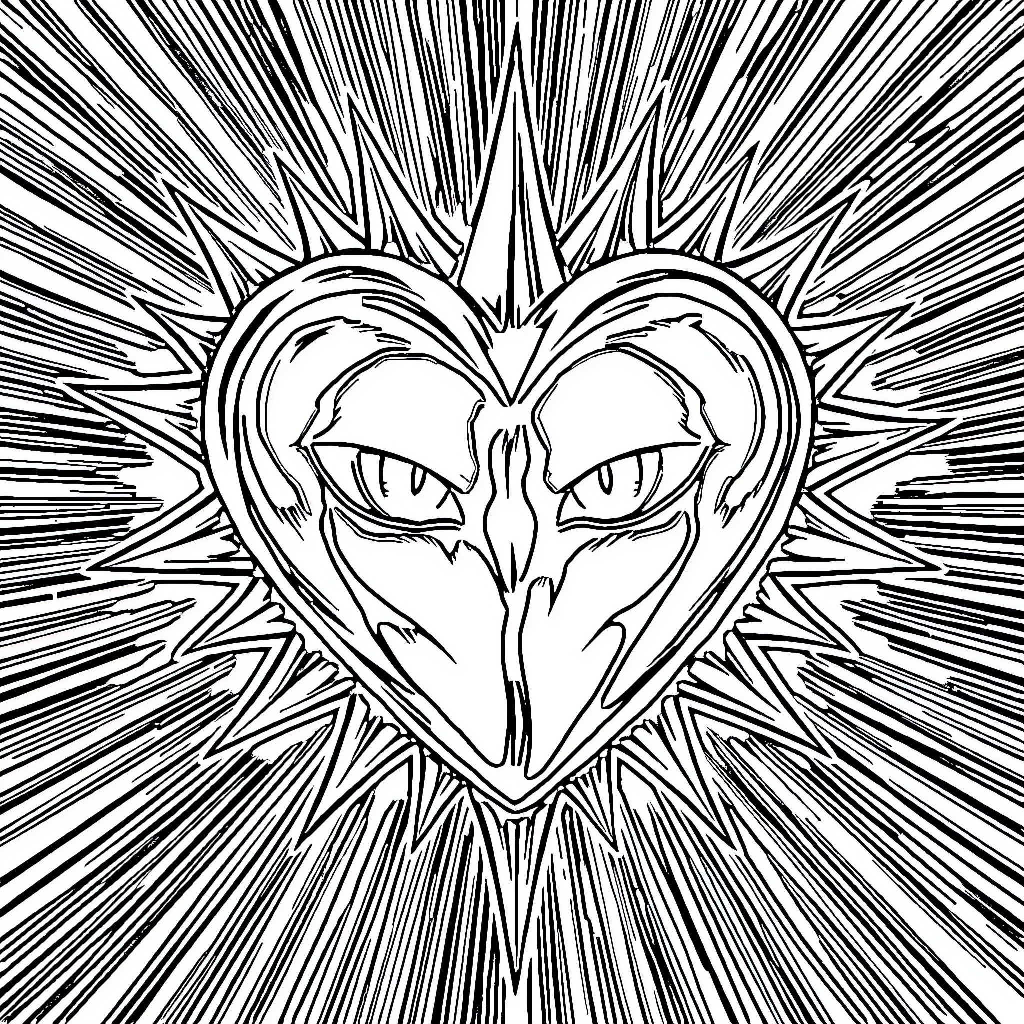 Heart filled with intensity and passion Coloring Page (free black-and-white line drawing printable PDF for all, from beginners to advanced learners, including children, teens, adults, and seniors)