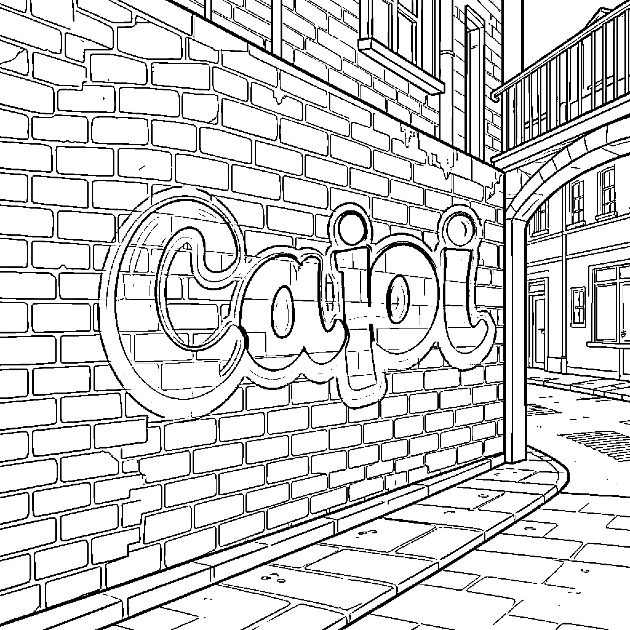 Caipirinha street scene in black and white Coloring Page (free black-and-white line drawing printable PDF for all, from beginners to advanced learners, including children, teens, adults, and seniors)