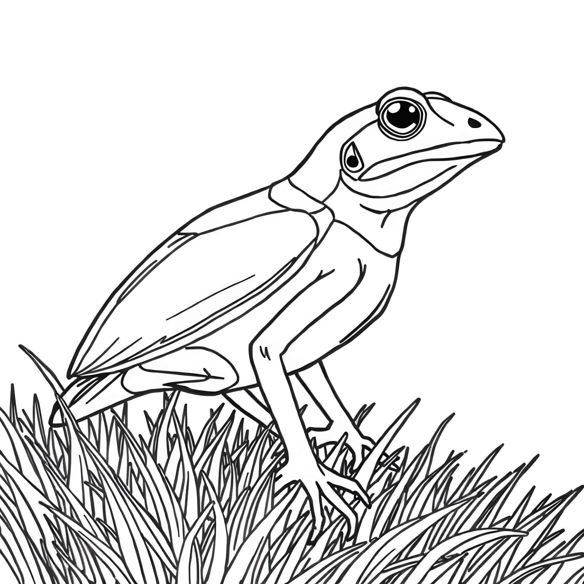 Phyllobates frog in natural habitat Coloring Page (free black-and-white line drawing printable PDF for all, from beginners to advanced learners, including children, teens, adults, and seniors)