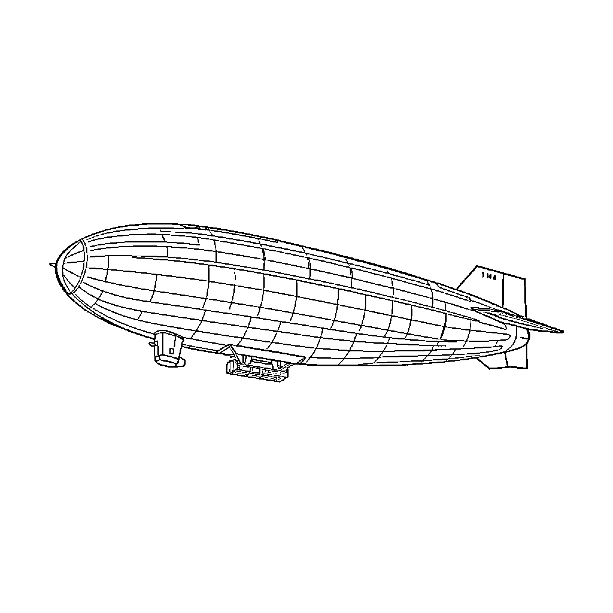 Hindenburg airship in outline Coloring Page (free black-and-white line drawing printable PDF for all, from beginners to advanced learners, including children, teens, adults, and seniors)
