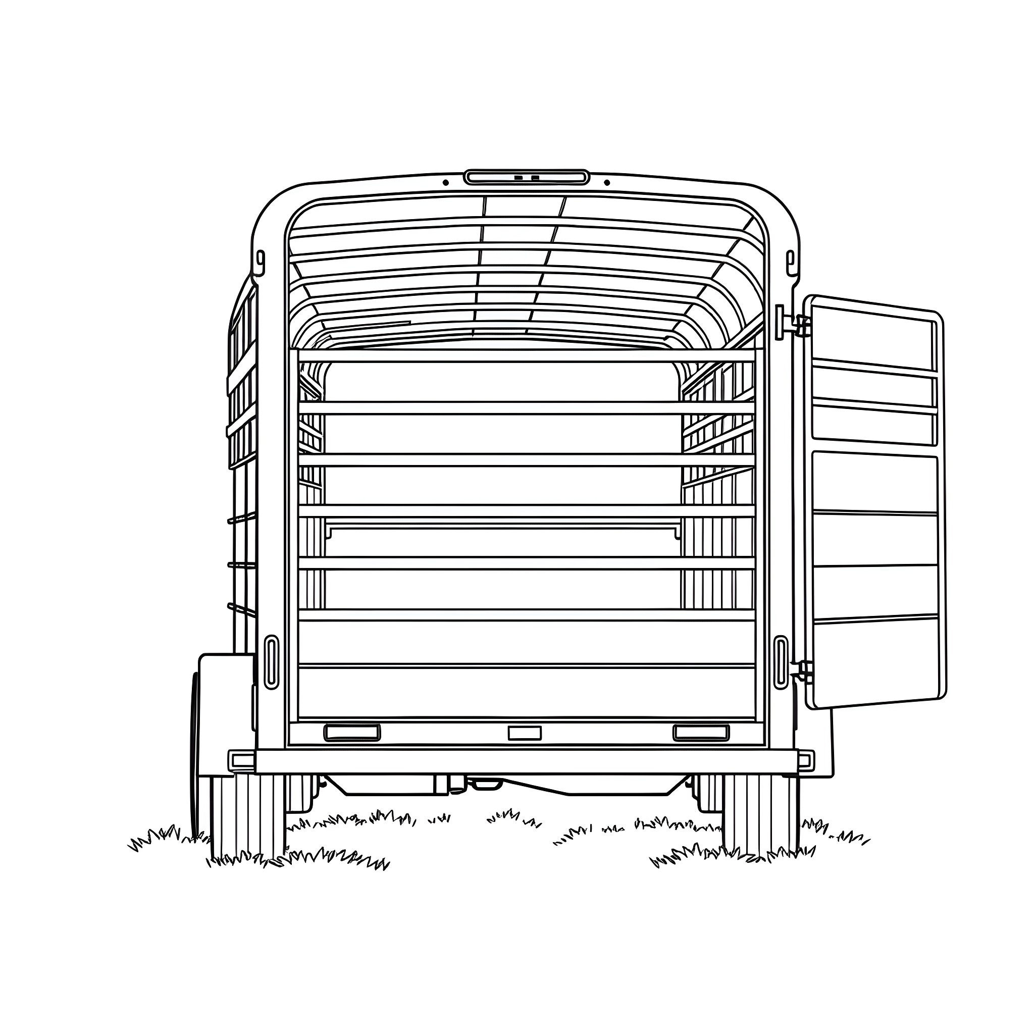 Gooseneck Trailer Loaded with Livestock Coloring Page (free black-and-white line drawing printable PDF for all, from beginners to advanced learners, including children, teens, adults, and seniors)