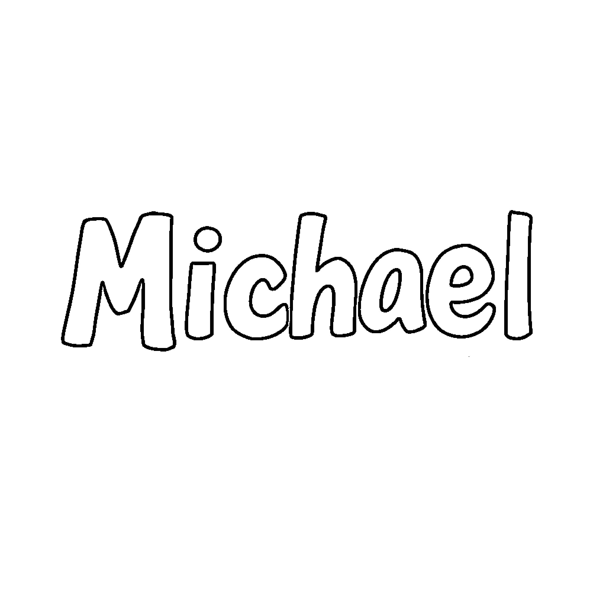 Michael's name in simple outline Coloring Page (free black-and-white line drawing printable PDF for all, from beginners to advanced learners, including children, teens, adults, and seniors)
