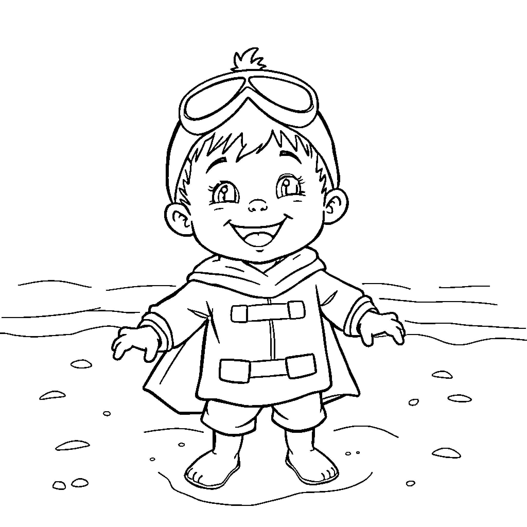 Bluey enjoying the outdoors in winter clothing Coloring Page (free black-and-white line drawing printable PDF for all, from beginners to advanced learners, including children, teens, adults, and seniors)