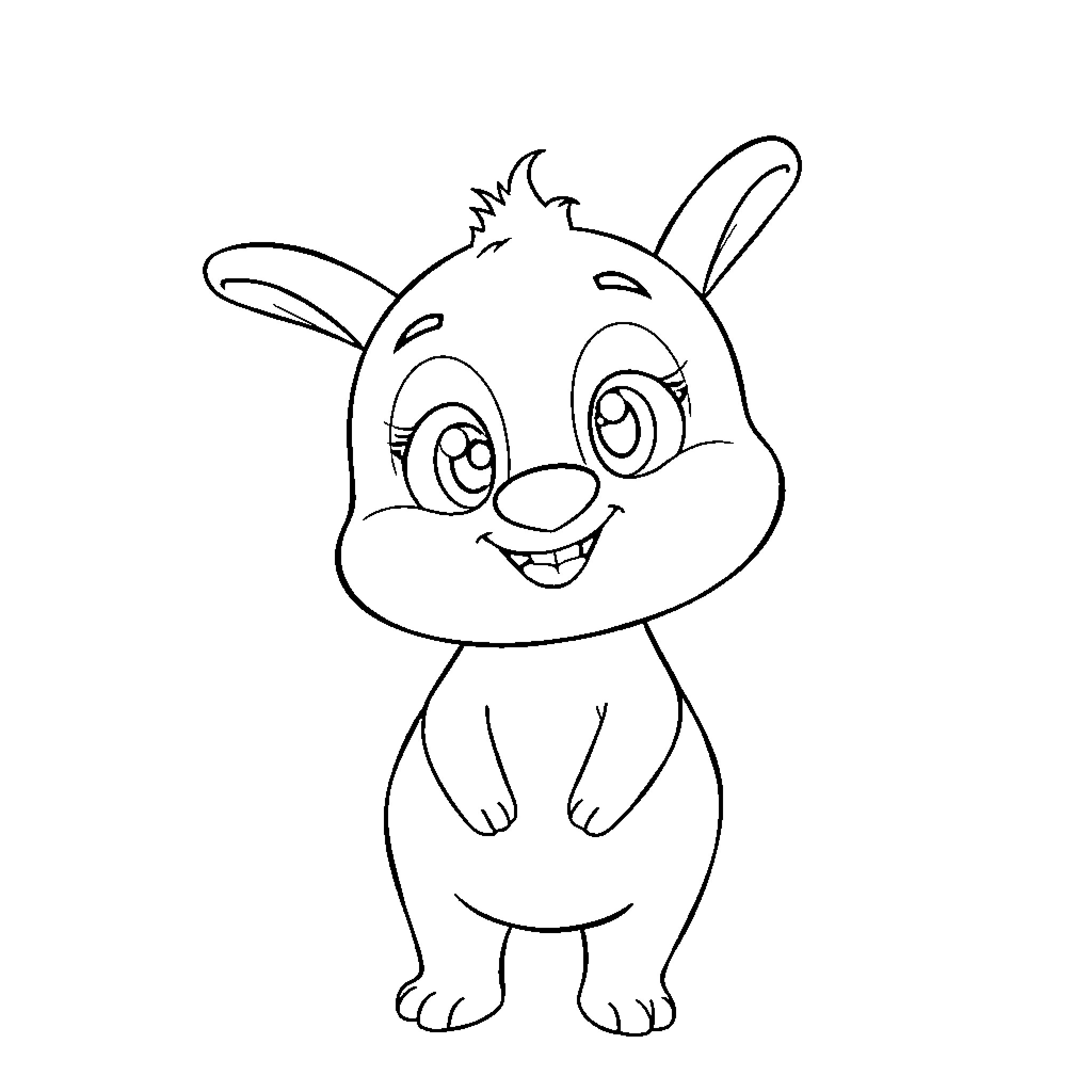 Labubu the Cheerful Rabbit Coloring Page (free black-and-white line drawing printable PDF for all, from beginners to advanced learners, including children, teens, adults, and seniors)