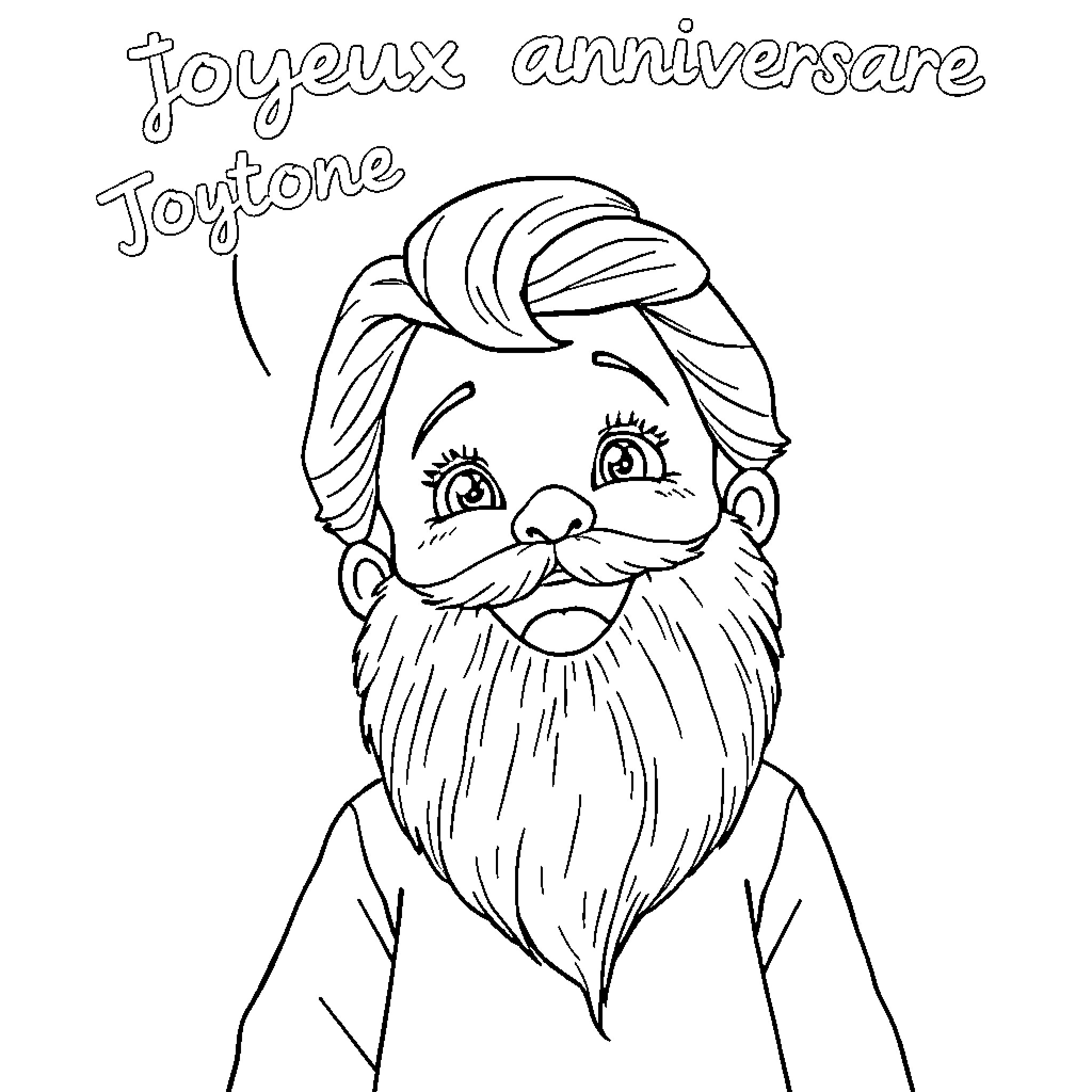 Girl with a joyful birthday greeting Coloring Page (free black-and-white line drawing printable PDF for all, from beginners to advanced learners, including children, teens, adults, and seniors)