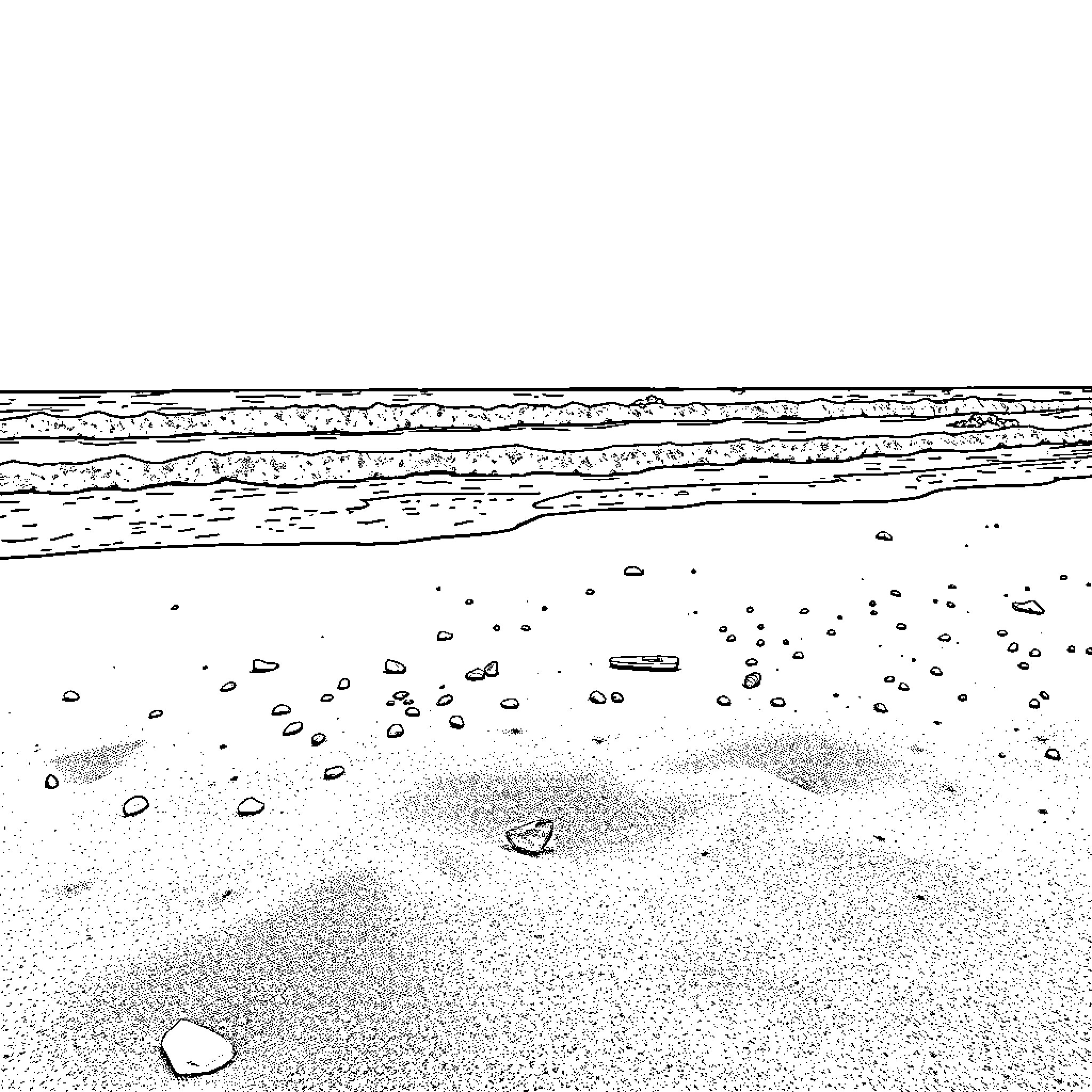 Rocket launching in desolate desert landscape Coloring Page (free black-and-white line drawing printable PDF for all, from beginners to advanced learners, including children, teens, adults, and seniors)