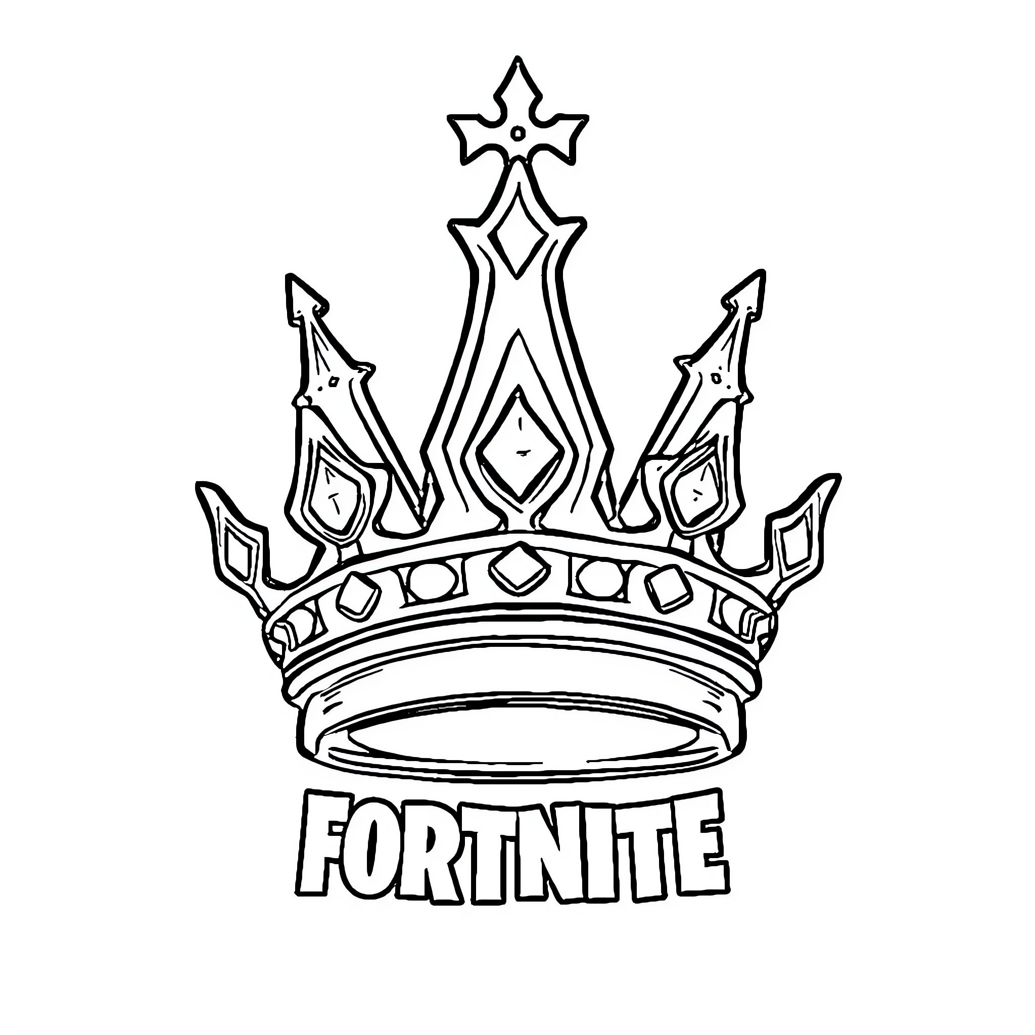 Fortnite royal crown with ornate details Coloring Page (free black-and-white line drawing printable PDF for all, from beginners to advanced learners, including children, teens, adults, and seniors)
