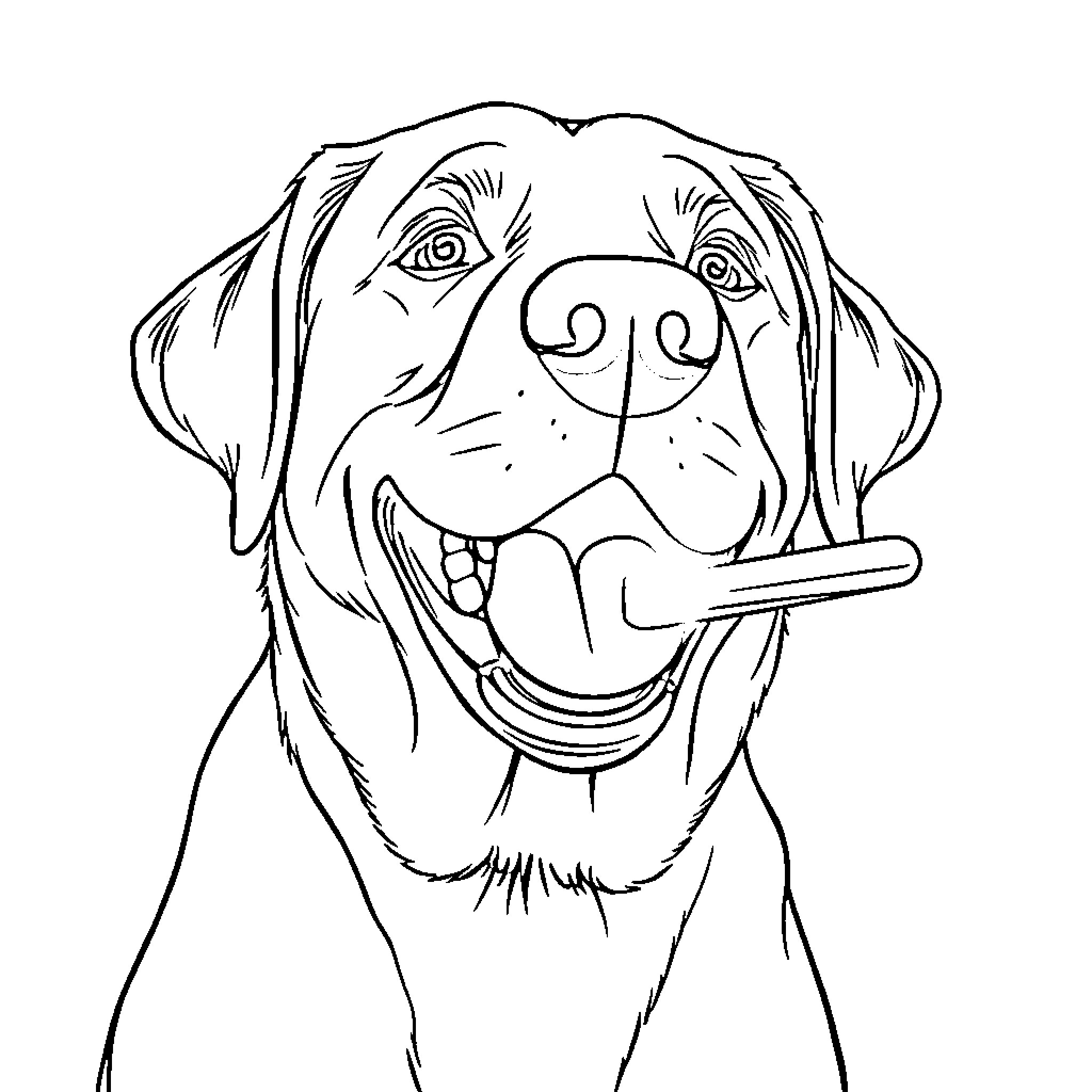 Labrador with playful expression Coloring Page (free black-and-white line drawing printable PDF for all, from beginners to advanced learners, including children, teens, adults, and seniors)