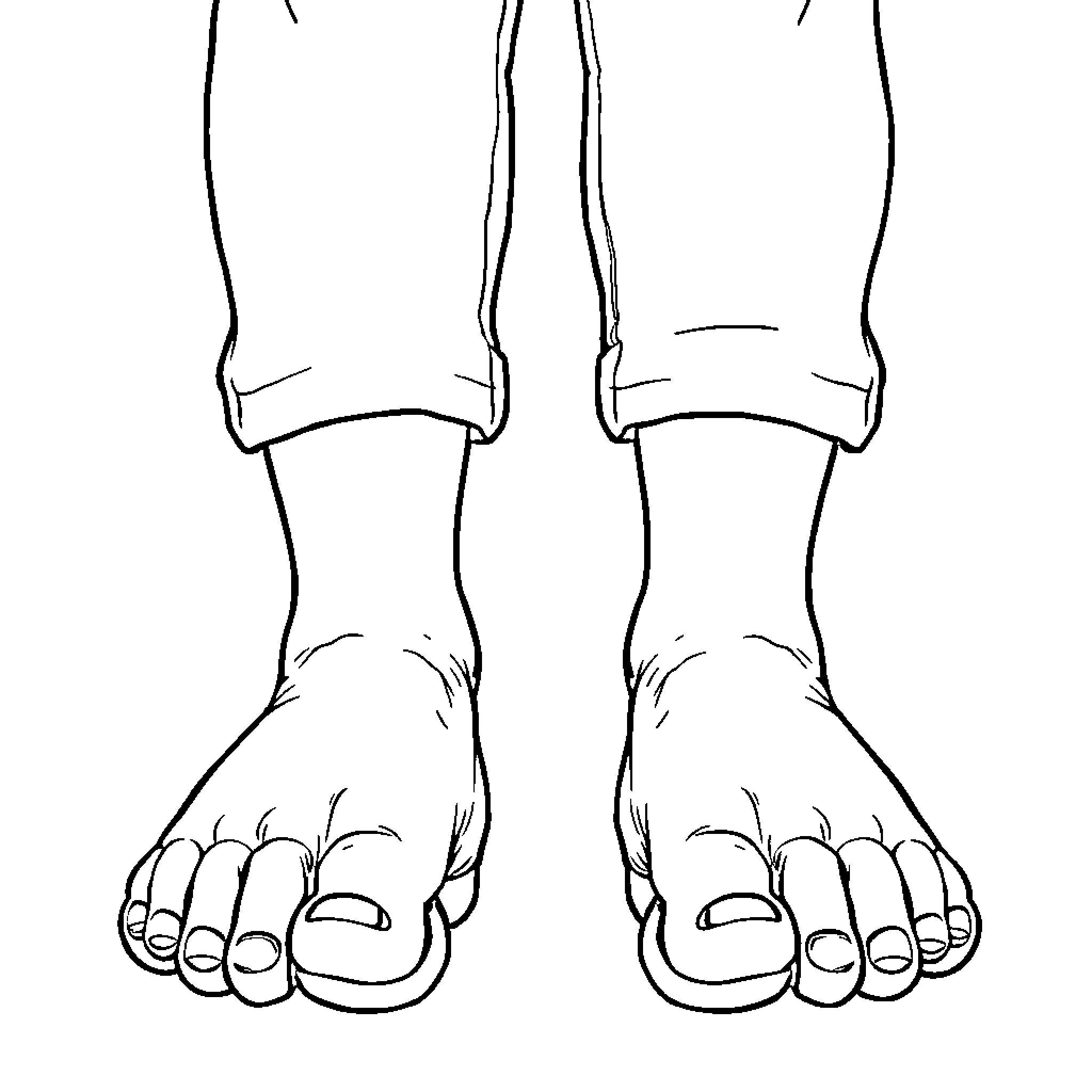 Foot in casual attire Coloring Page (free black-and-white line drawing printable PDF for all, from beginners to advanced learners, including children, teens, adults, and seniors)