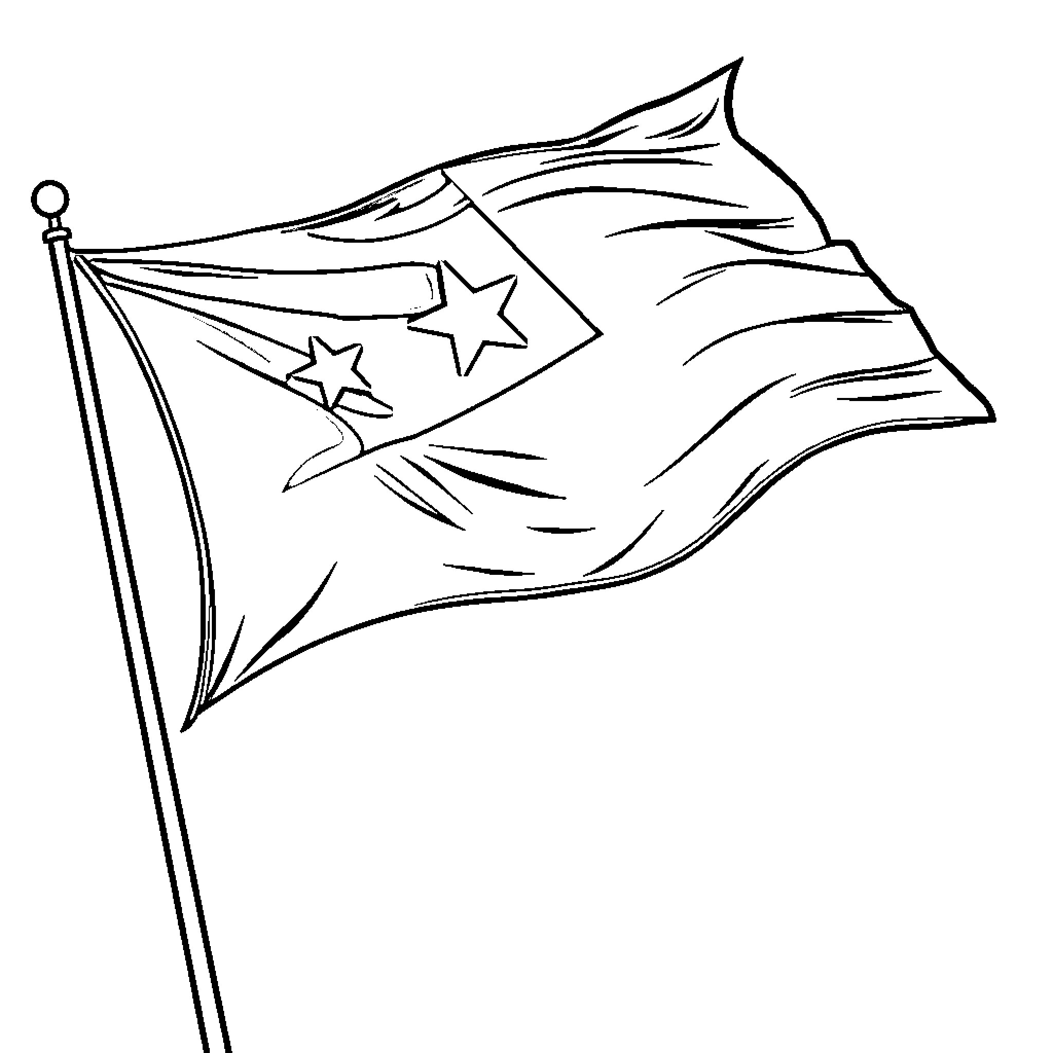 Army Flag Waving Proudly in the Wind Coloring Page (free black-and-white line drawing printable PDF for all, from beginners to advanced learners, including children, teens, adults, and seniors)