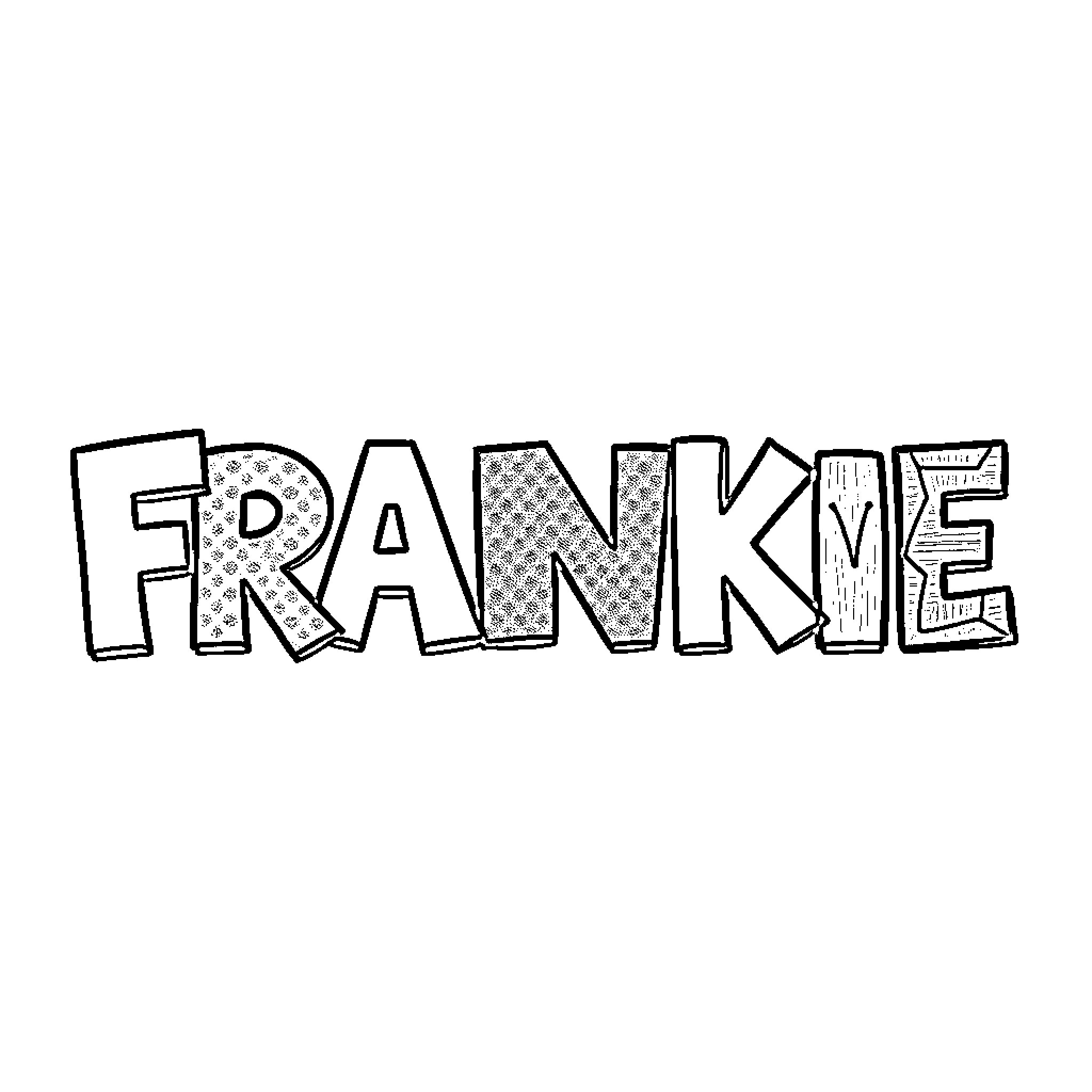 Frankie's Playful Doodle Designs Coloring Page (free black-and-white line drawing printable PDF for all, from beginners to advanced learners, including children, teens, adults, and seniors)