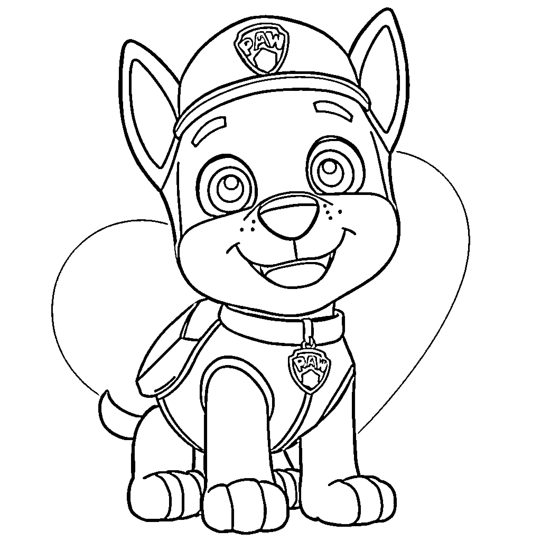 Chase the Happy Pup in Action Coloring Page (free black-and-white line drawing printable PDF for all, from beginners to advanced learners, including children, teens, adults, and seniors)