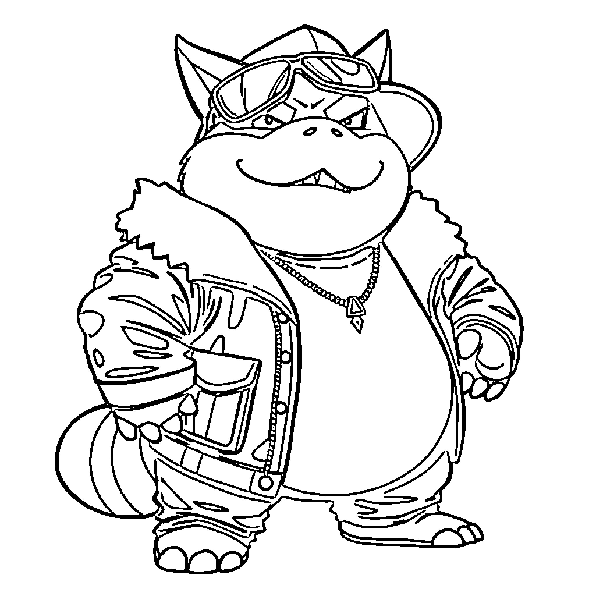 Snorlax in Adventurous Gear Coloring Page (free black-and-white line drawing printable PDF for all, from beginners to advanced learners, including children, teens, adults, and seniors)