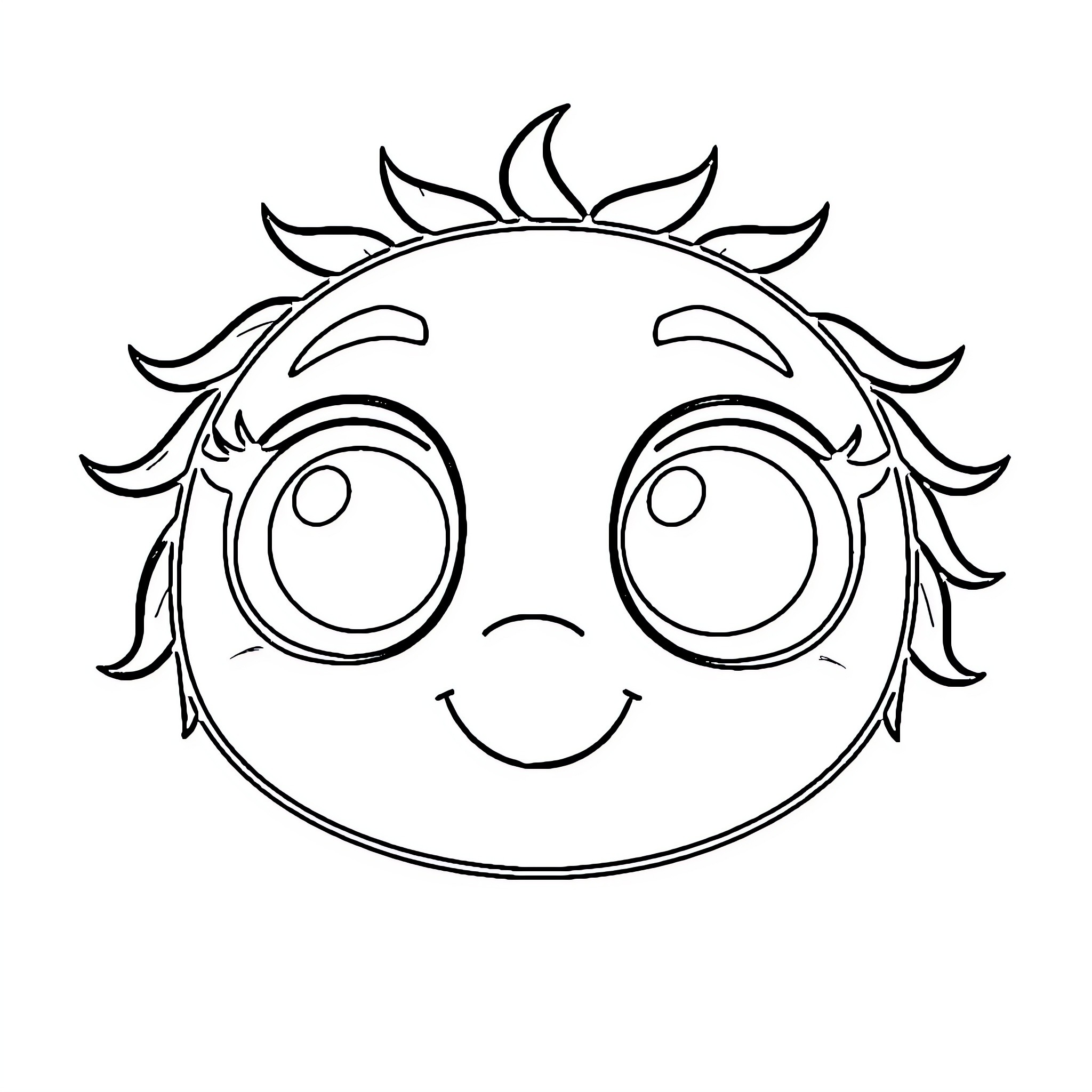 Cartoon Character with Cheerful Expression Coloring Page (free black-and-white line drawing printable PDF for all, from beginners to advanced learners, including children, teens, adults, and seniors)