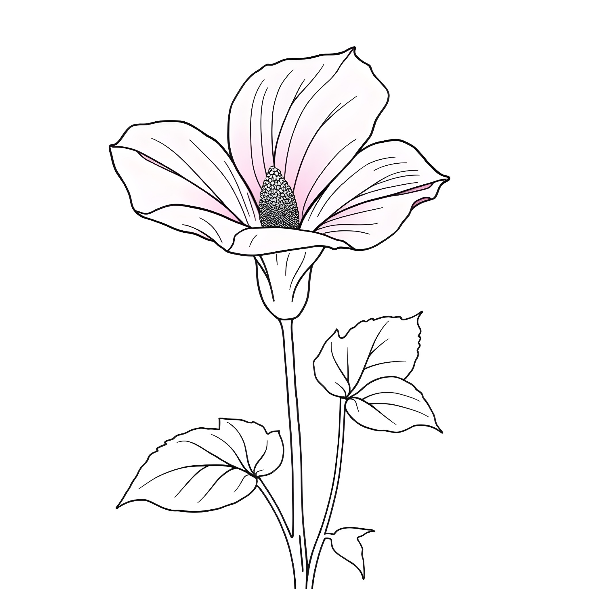 Ipomoea flower in bloom Coloring Page (free black-and-white line drawing printable PDF for all, from beginners to advanced learners, including children, teens, adults, and seniors)