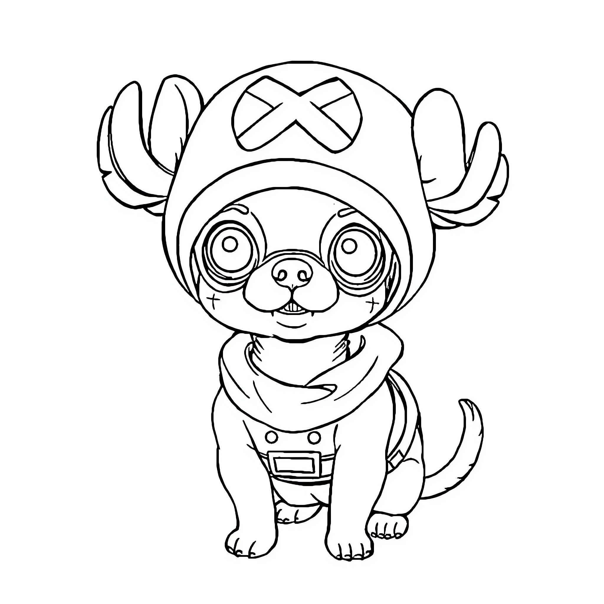 Chihauhau wearing whimsical costume and making a silly face Coloring Page (free black-and-white line drawing printable PDF for all, from beginners to advanced learners, including children, teens, adults, and seniors)