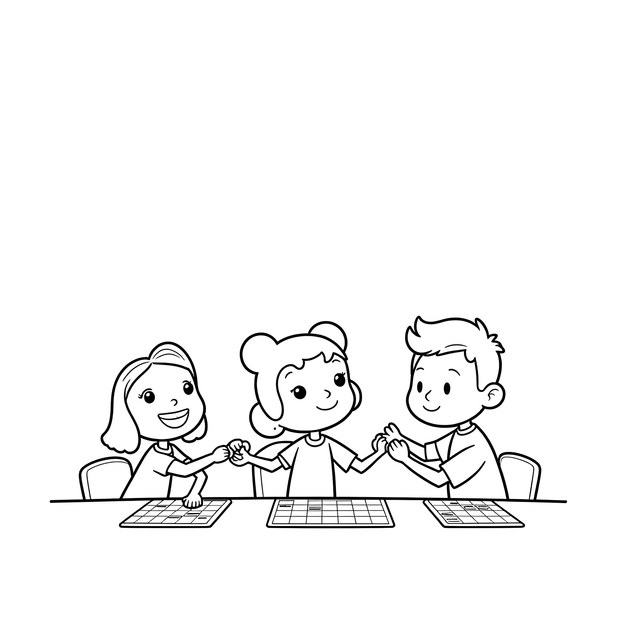 Bluey's fun learning adventure with friends Coloring Page (free black-and-white line drawing printable PDF for all, from beginners to advanced learners, including children, teens, adults, and seniors)