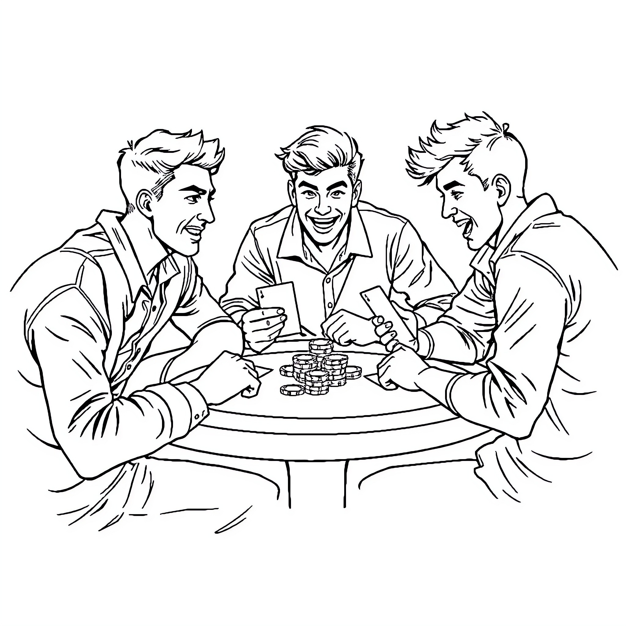 Pemuda Enjoying Social Gathering with Friends Coloring Page (free black-and-white line drawing printable PDF for all, from beginners to advanced learners, including children, teens, adults, and seniors)