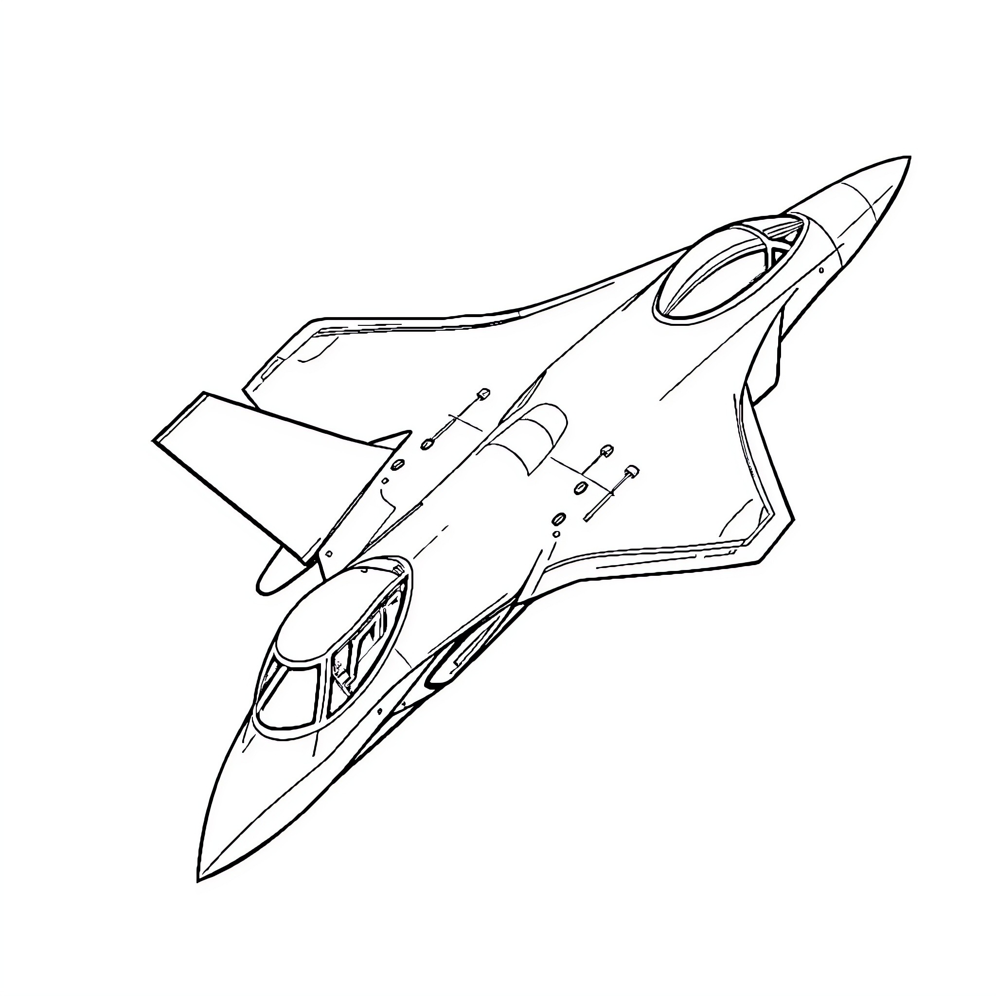 F35 Fighter Jet in Motion Coloring Page (free black-and-white line drawing printable PDF for all, from beginners to advanced learners, including children, teens, adults, and seniors)