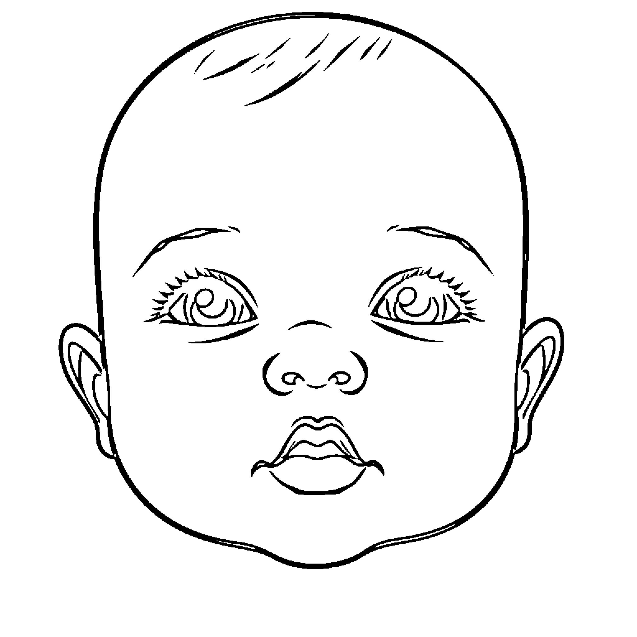 Baby with a neutral expression Coloring Page (free black-and-white line drawing printable PDF for all, from beginners to advanced learners, including children, teens, adults, and seniors)