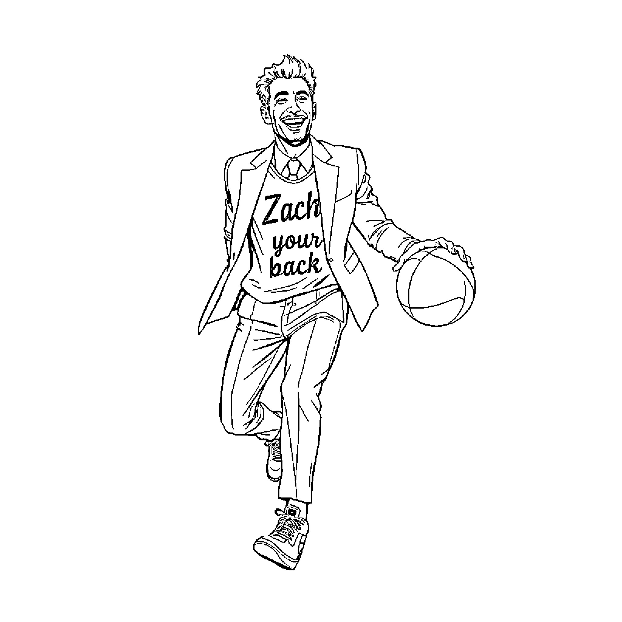 Man walking with confidence and energy Coloring Page (free black-and-white line drawing printable PDF for all, from beginners to advanced learners, including children, teens, adults, and seniors)