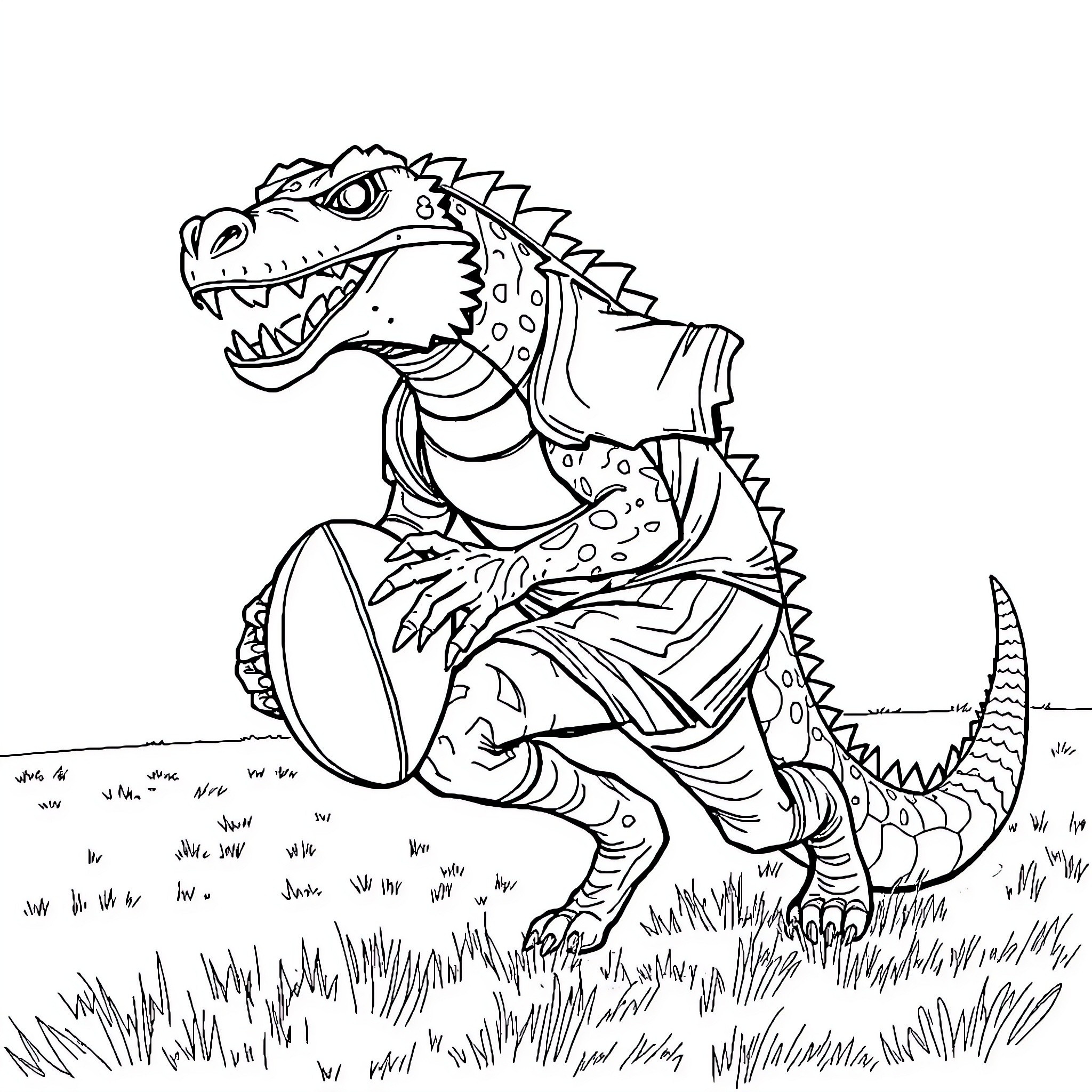 Dracolosse Running Energetically Through the Grass Coloring Page (free black-and-white line drawing printable PDF for all, from beginners to advanced learners, including children, teens, adults, and seniors)