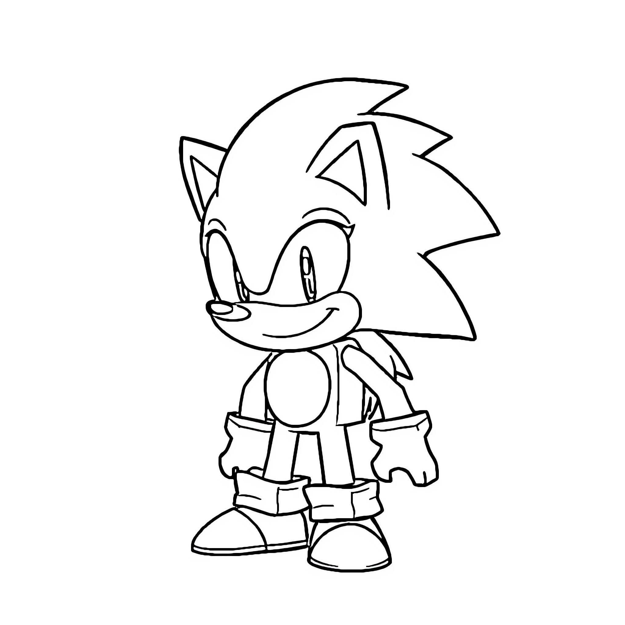 Sonic the Hedgehog in a playful pose Coloring Page (free black-and-white line drawing printable PDF for all, from beginners to advanced learners, including children, teens, adults, and seniors)