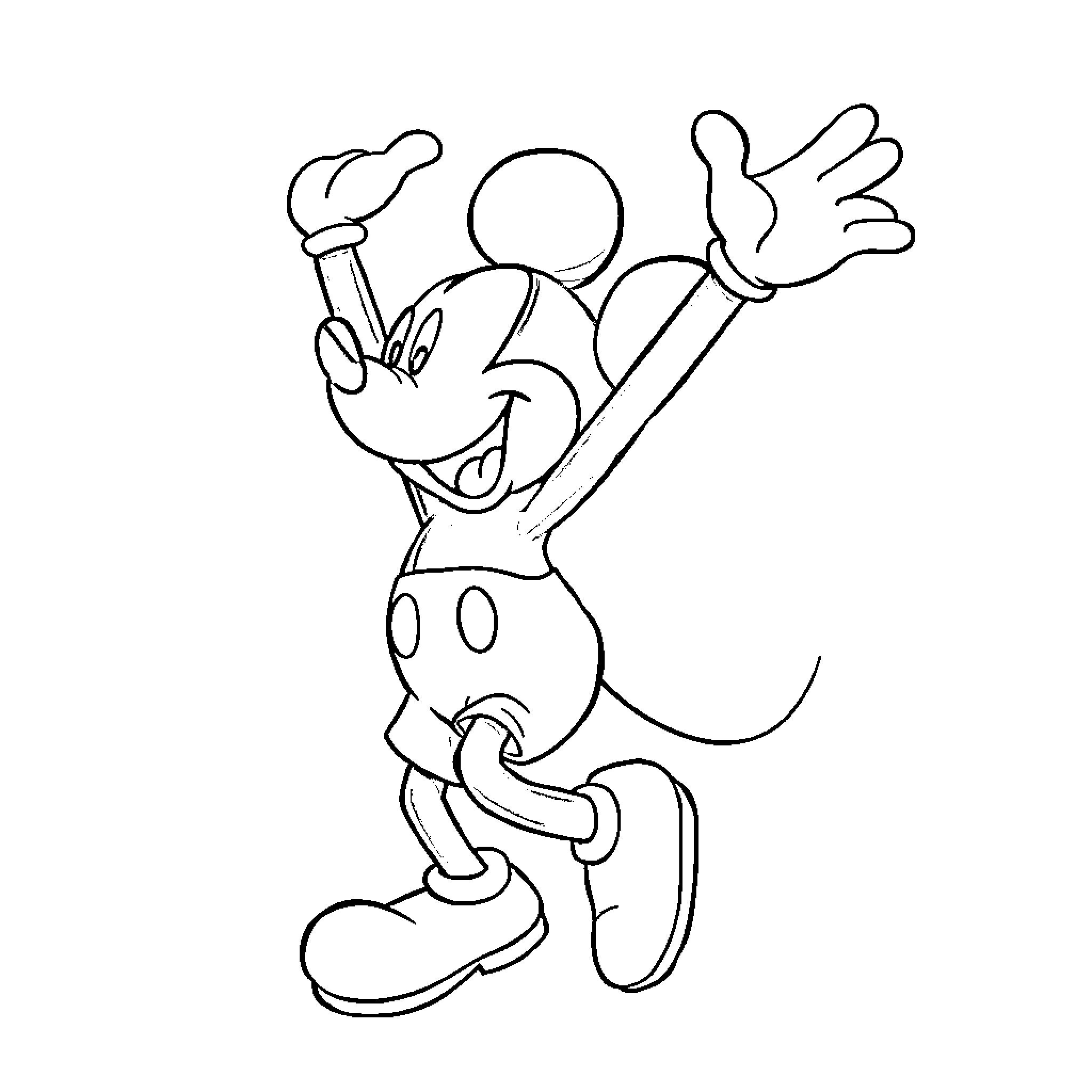 Minnie Mouse in a playful pose Coloring Page (free black-and-white line drawing printable PDF for all, from beginners to advanced learners, including children, teens, adults, and seniors)