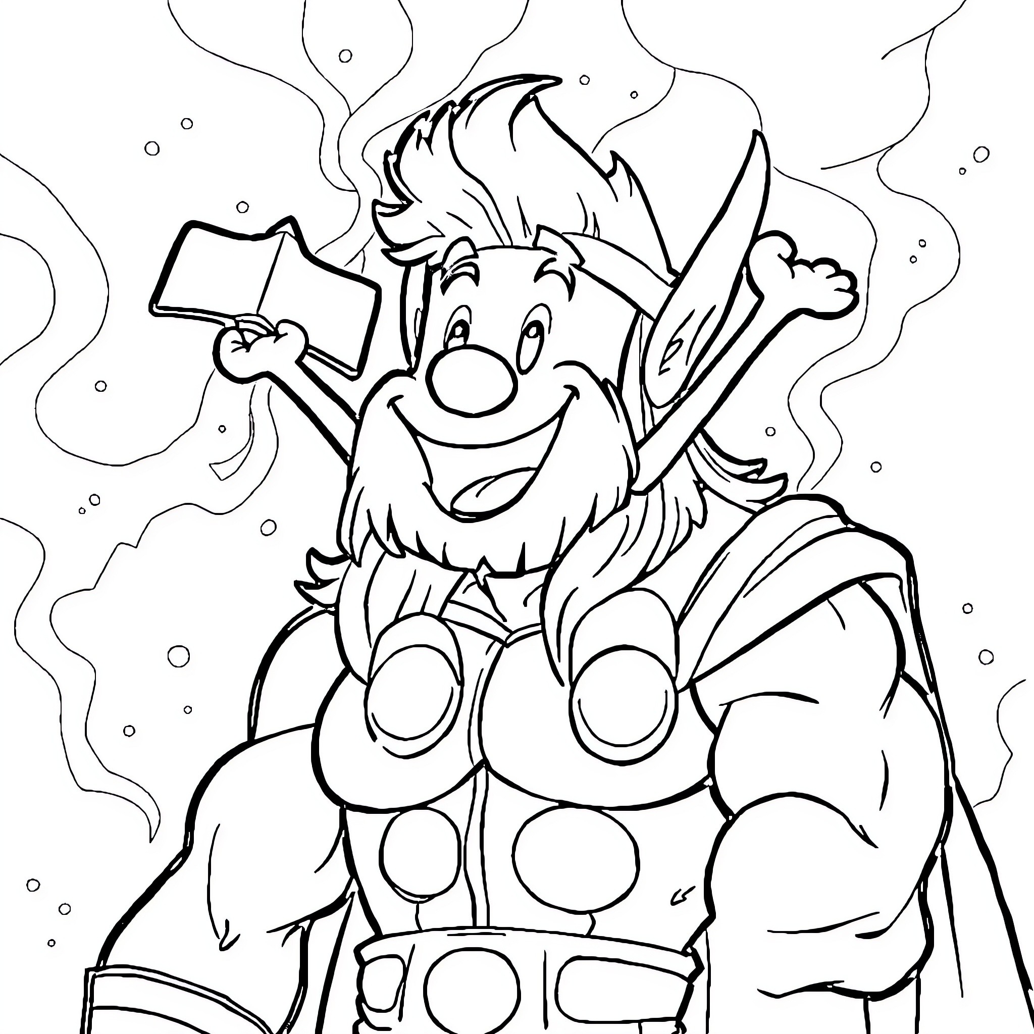 Bob l'éponge as a superhero in action Coloring Page (free black-and-white line drawing printable PDF for all, from beginners to advanced learners, including children, teens, adults, and seniors)
