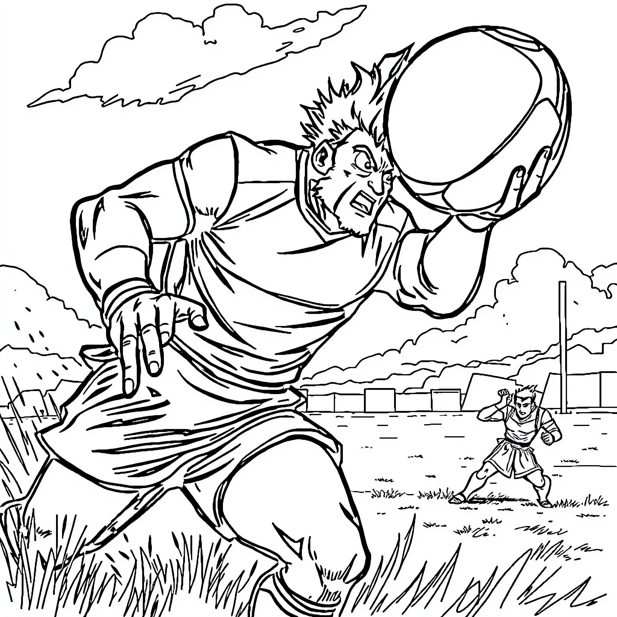 Vegeta unleashing powerful energy blast in epic battle Coloring Page (free black-and-white line drawing printable PDF for all, from beginners to advanced learners, including children, teens, adults, and seniors)