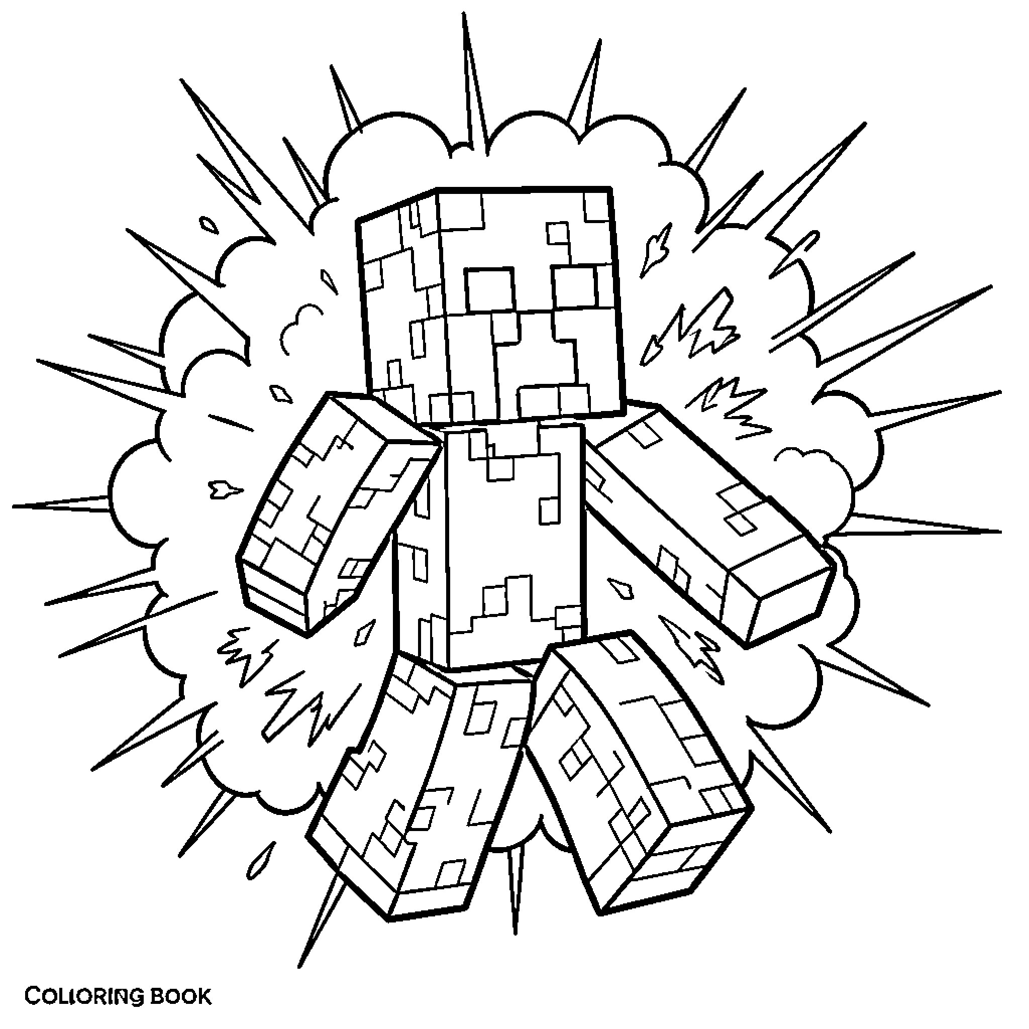 Kipper character standing amidst a large explosion Coloring Page (free black-and-white line drawing printable PDF for all, from beginners to advanced learners, including children, teens, adults, and seniors)